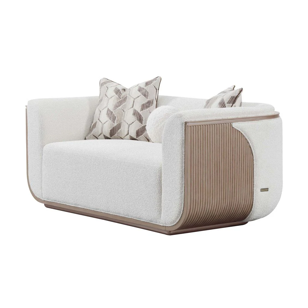 Michael Amini West Kensington Loveseat - Buff/Seal Salt Caramel - Image 2
