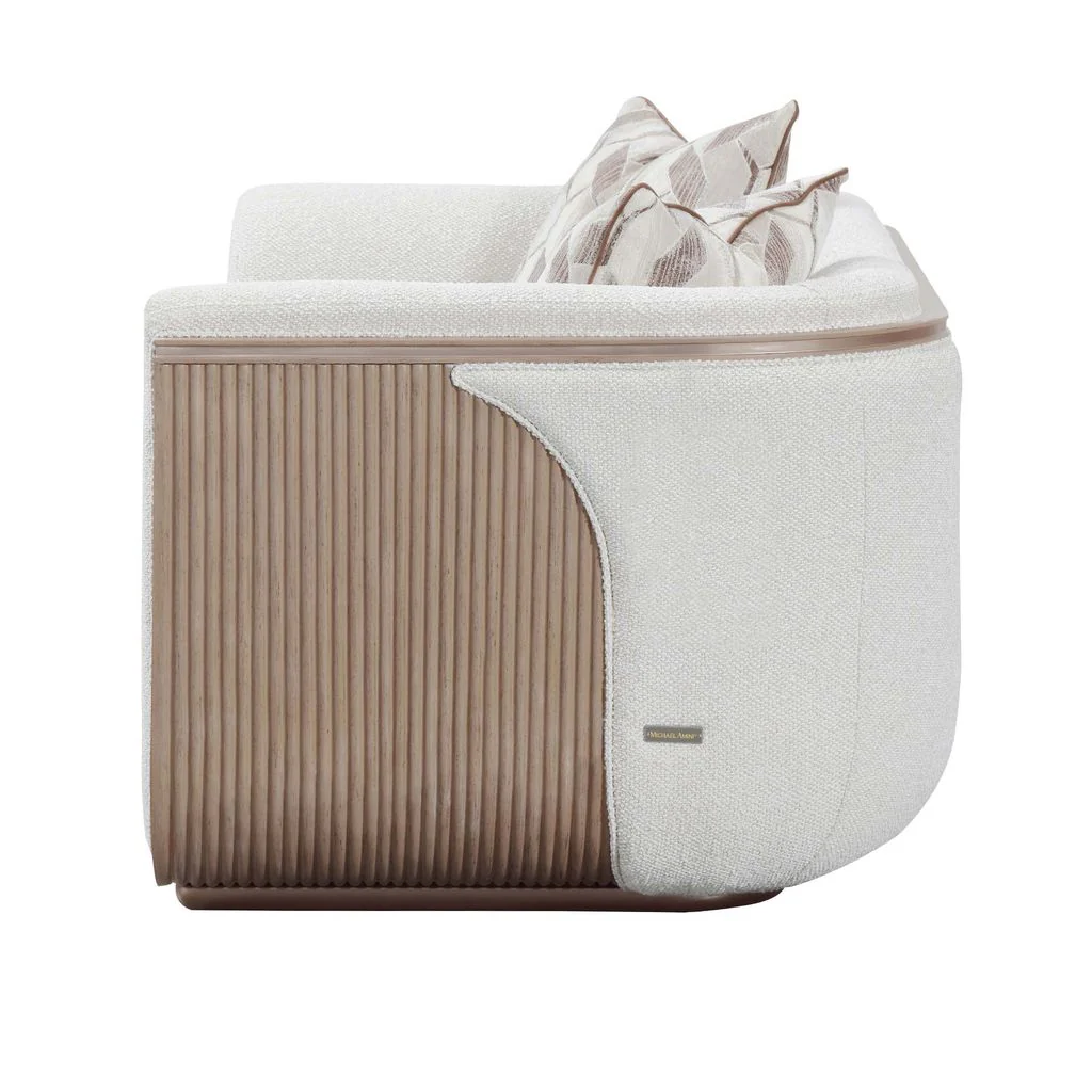 Michael Amini West Kensington Loveseat - Buff/Seal Salt Caramel - Image 3
