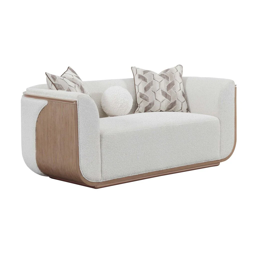 Michael Amini West Kensington Loveseat - Buff/Seal Salt Caramel - Image 6