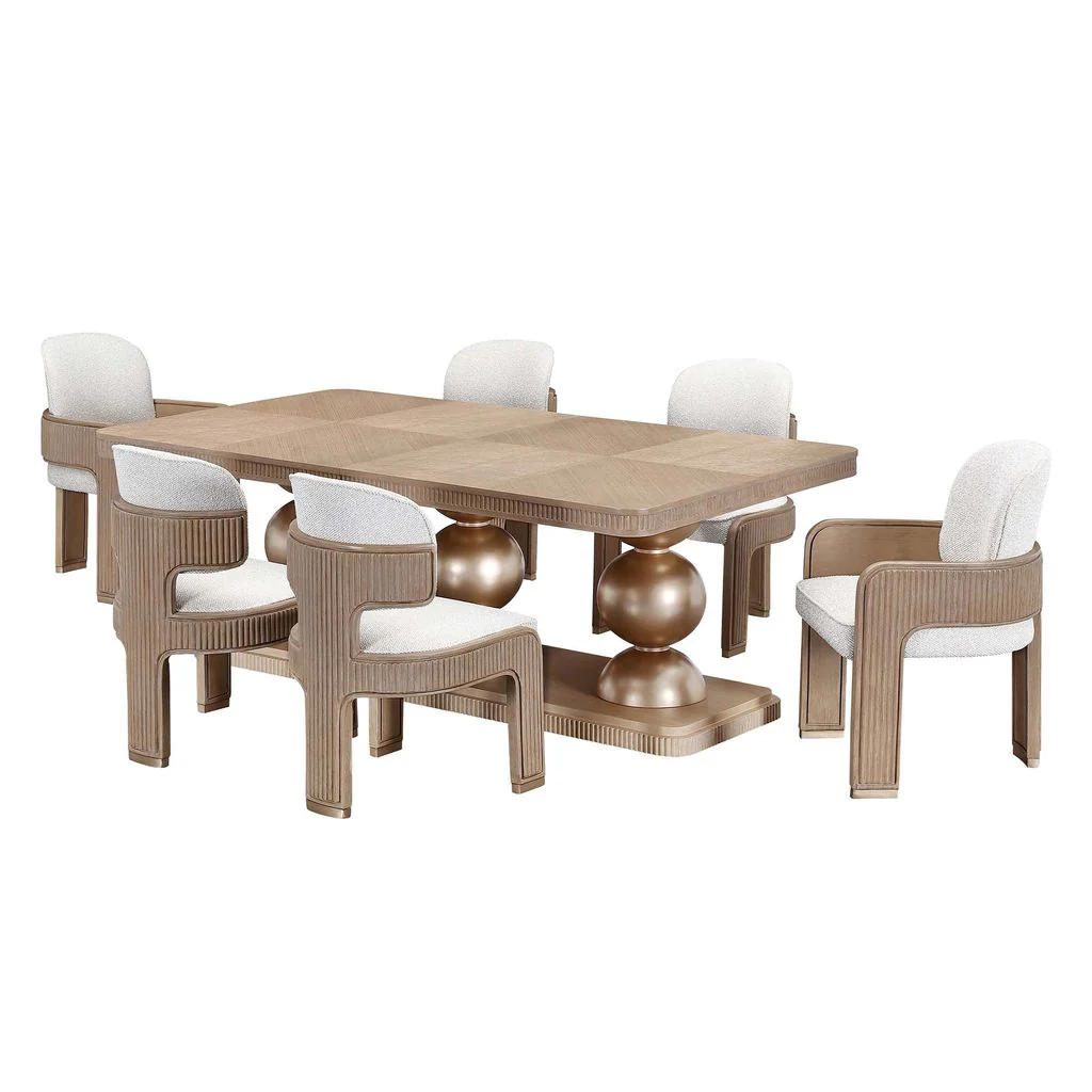 Michael Amini West Kensington Rectangular Dining Table - Sea Salt Caramel - Image 13