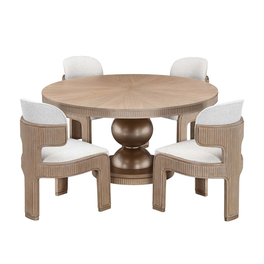 Michael Amini West Kensington Round Dining Table - Sea Salt Caramel - Image 2