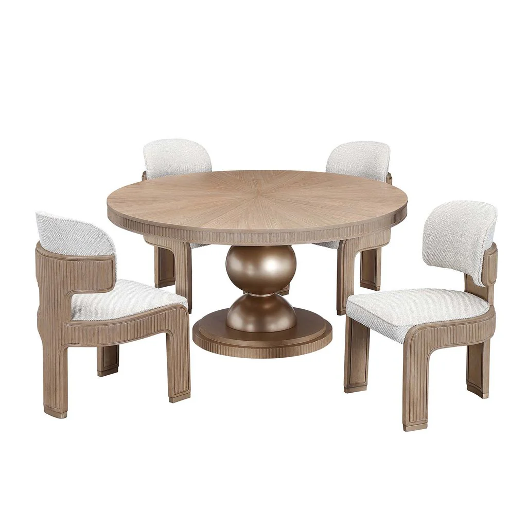 Michael Amini West Kensington Round Dining Table - Sea Salt Caramel - Image 3