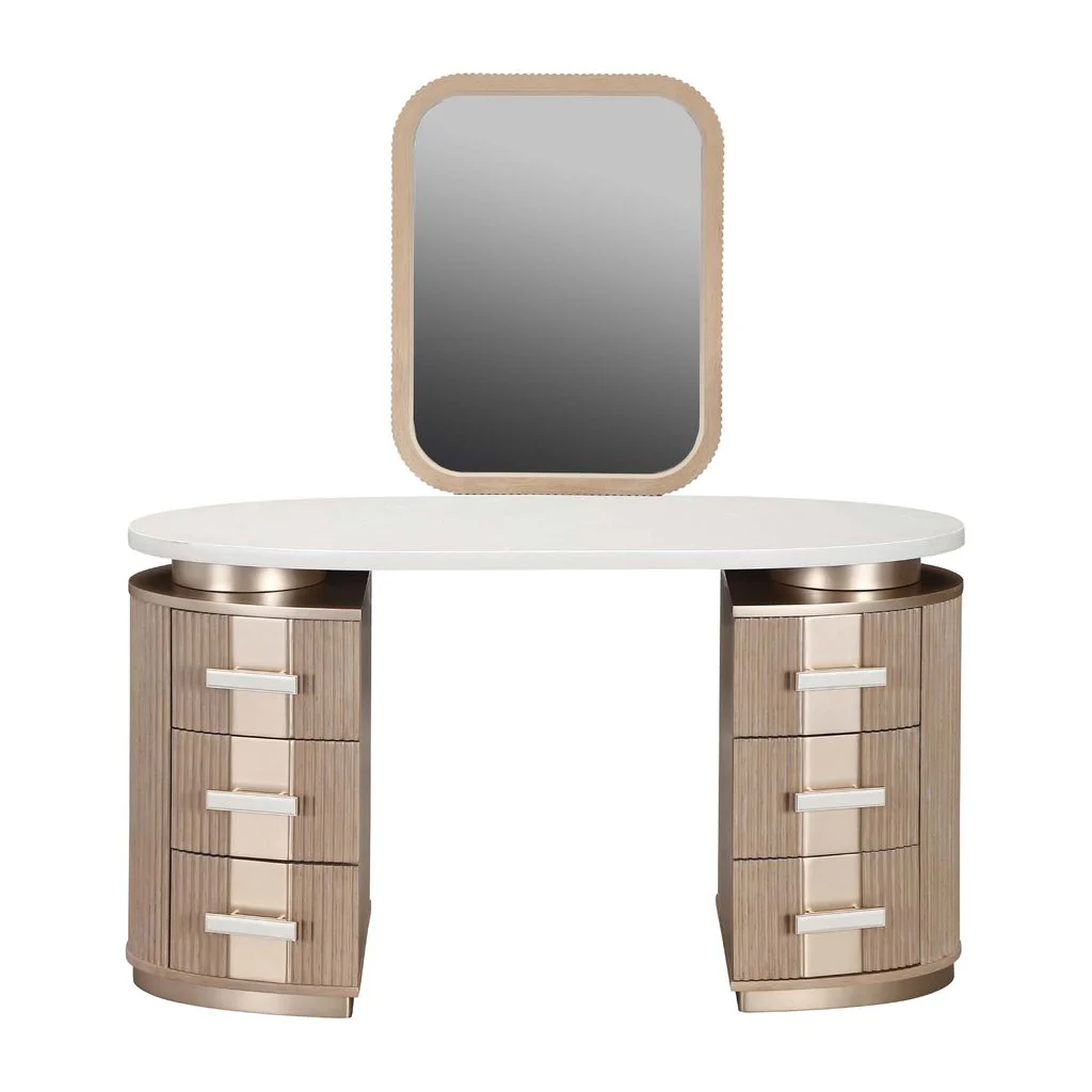 Michael Amini West Kensington Vanity with Mirror - Sea Salt Caramel - Image 2