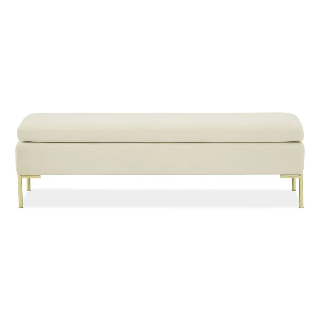 Michael Amini Zennia Velvet Accent Bench - Ivory/Gold - Image 3