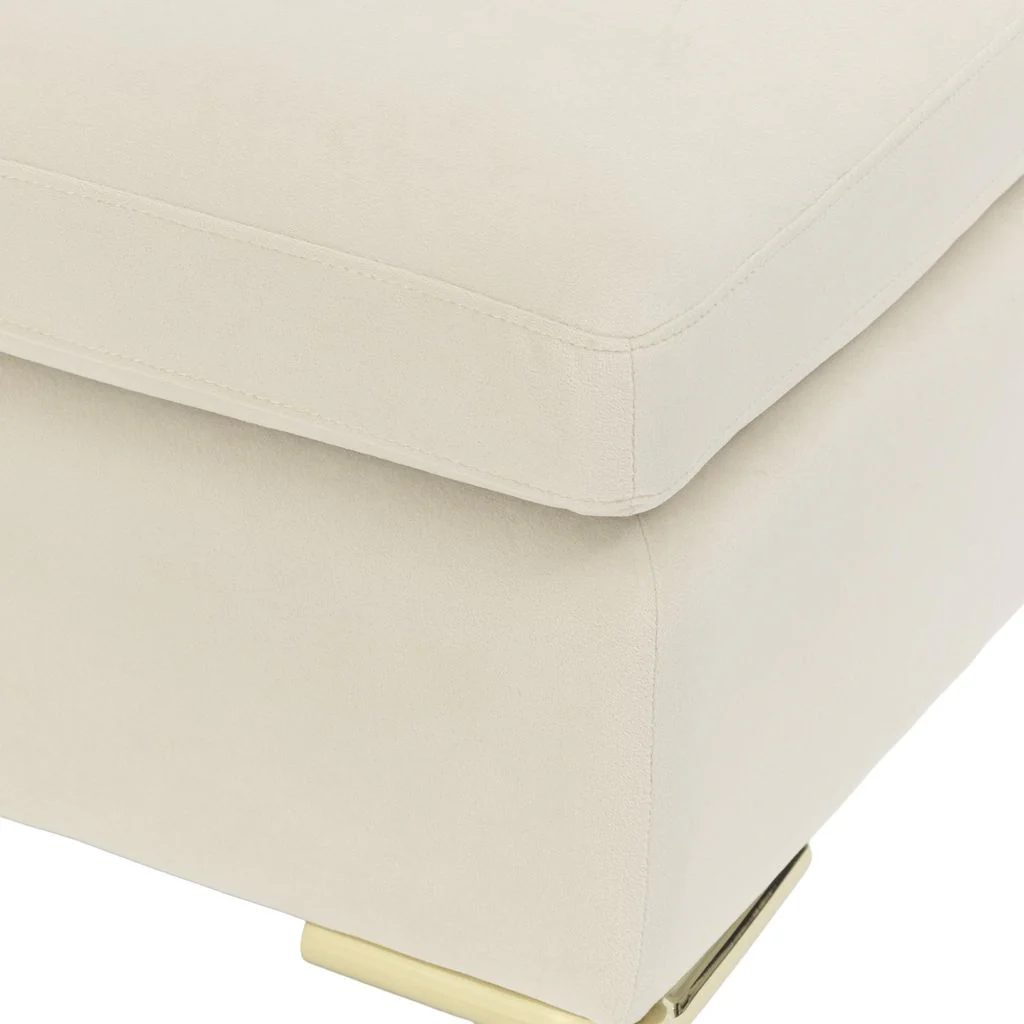 Michael Amini Zennia Velvet Accent Bench - Ivory/Gold - Image 5