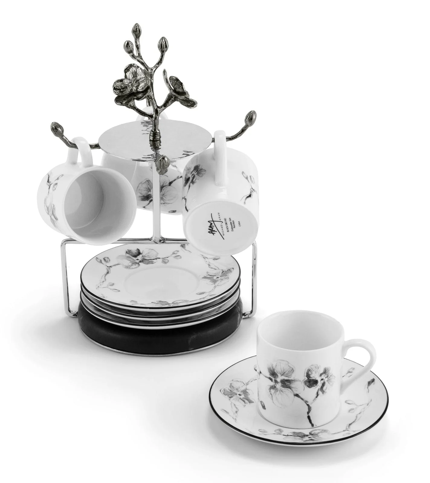 Michael Aram Black Orchid Demitasse Set with Stand - Image 2