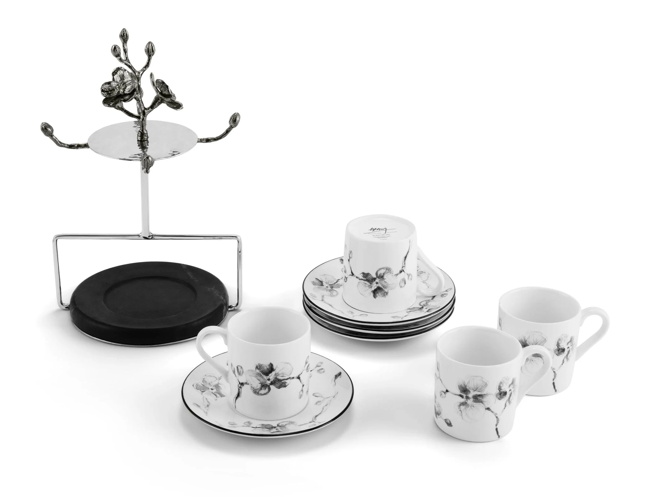 Michael Aram Black Orchid Demitasse Set with Stand - Image 3