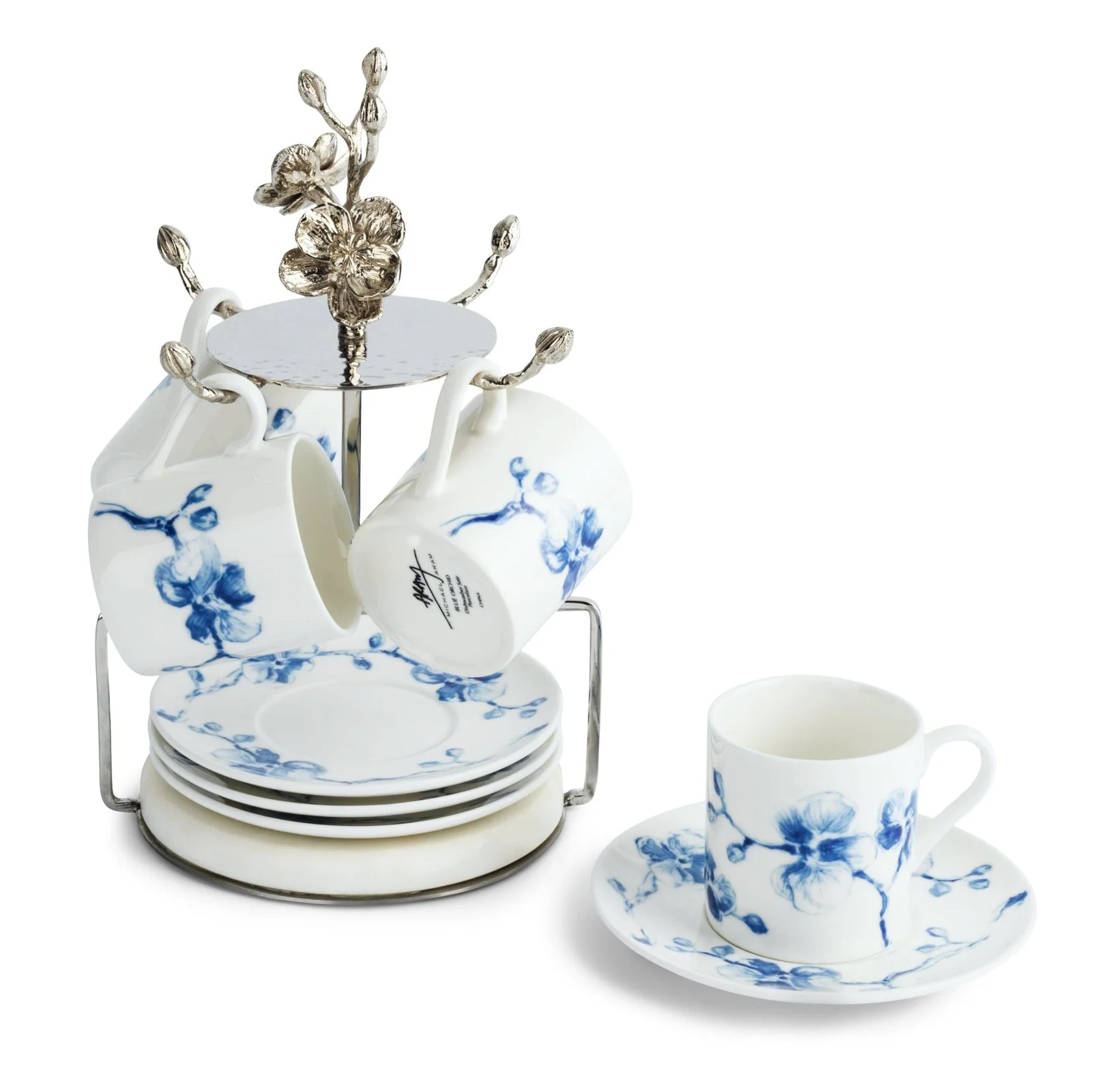 Michael Aram Blue Orchid Demitasse Set with Stand - Image 2