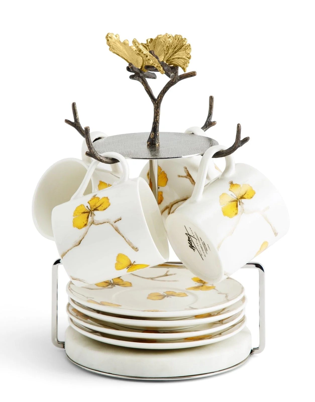 Michael Aram Butterfly Ginkgo Gold Demitasse Set with Stand - Image 5