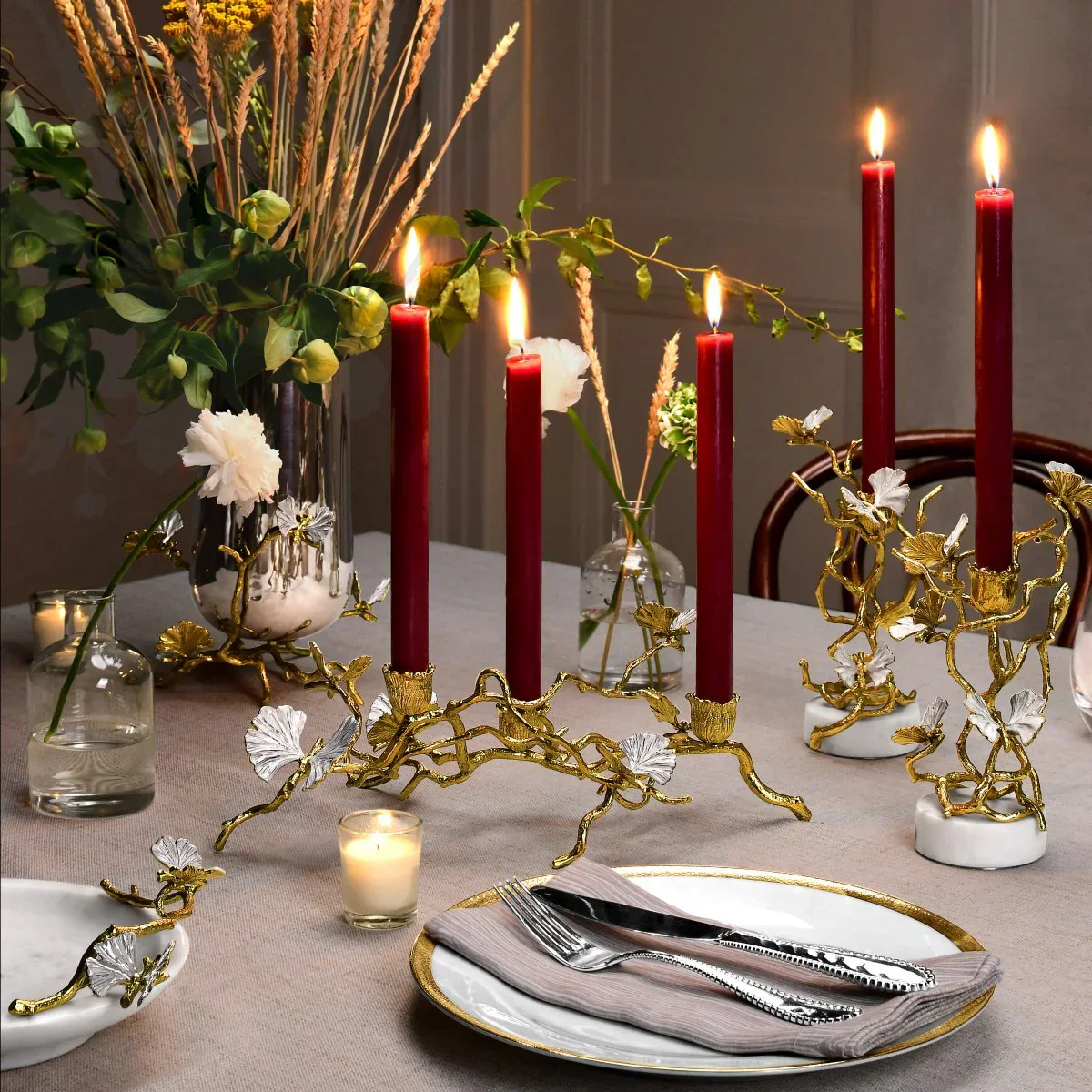 Michael Aram Butterfly Ginkgo Gold Low Candleholders - Image 2