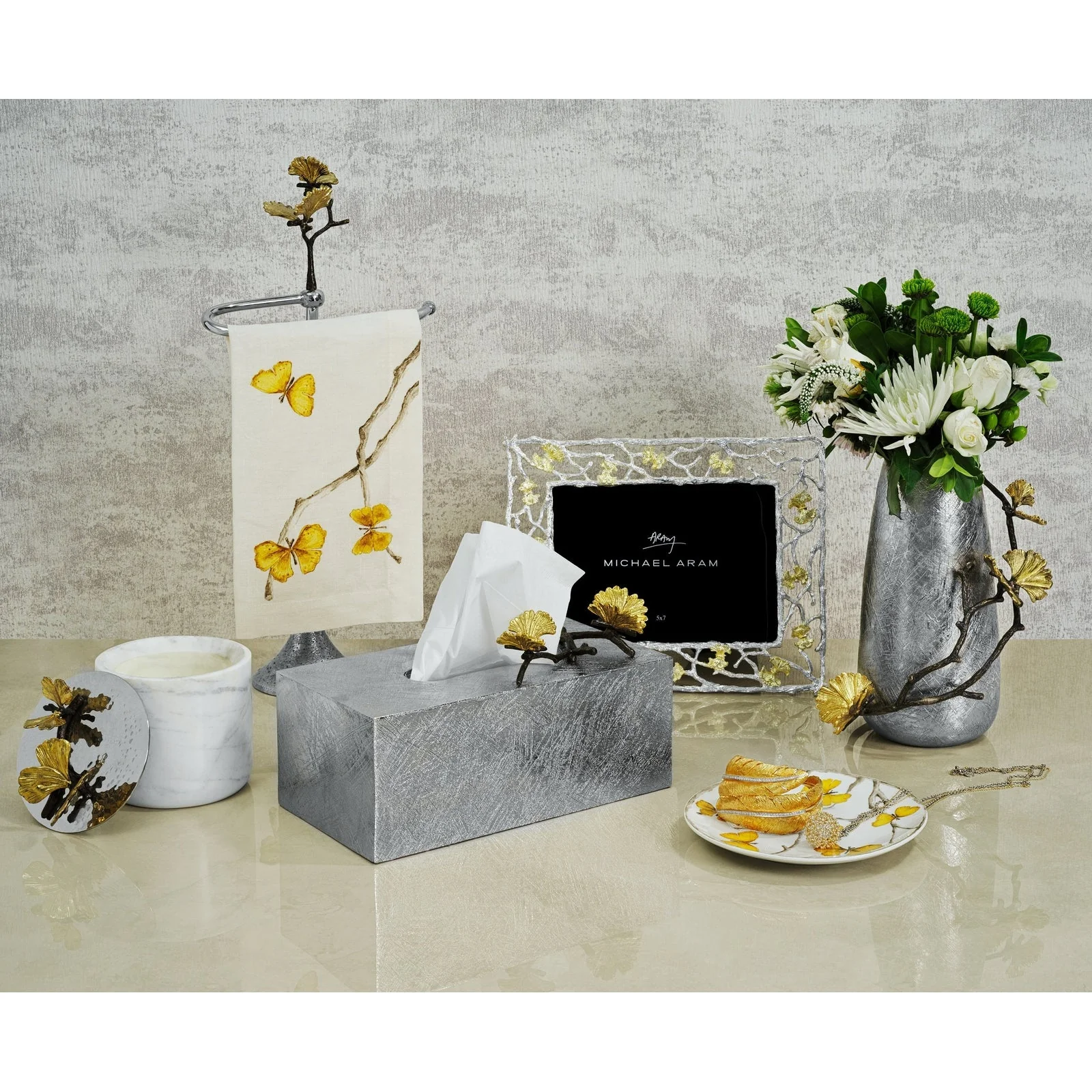 Michael Aram Butterfly Ginkgo Rectangle Tissue Box - Image 2