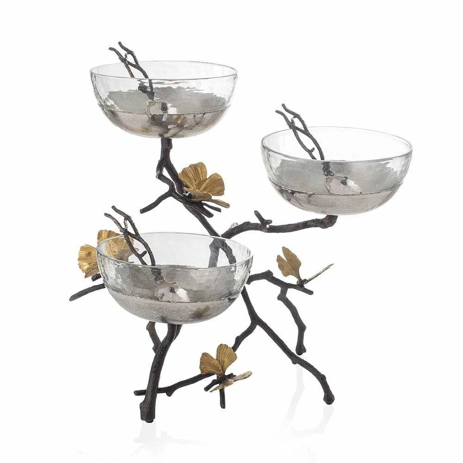 Michael Aram Butterfly Ginkgo Triple Bowl Set w/ Spoons - Image 2