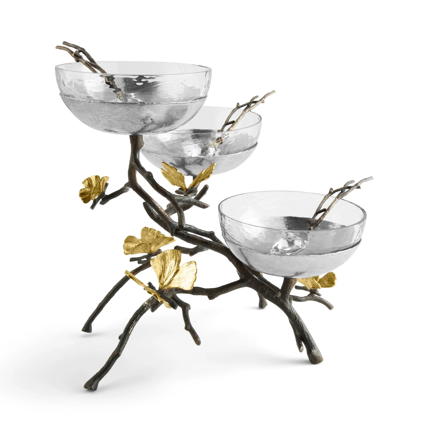 Michael Aram Butterfly Ginkgo Triple Bowl Set w/ Spoons - Image 5