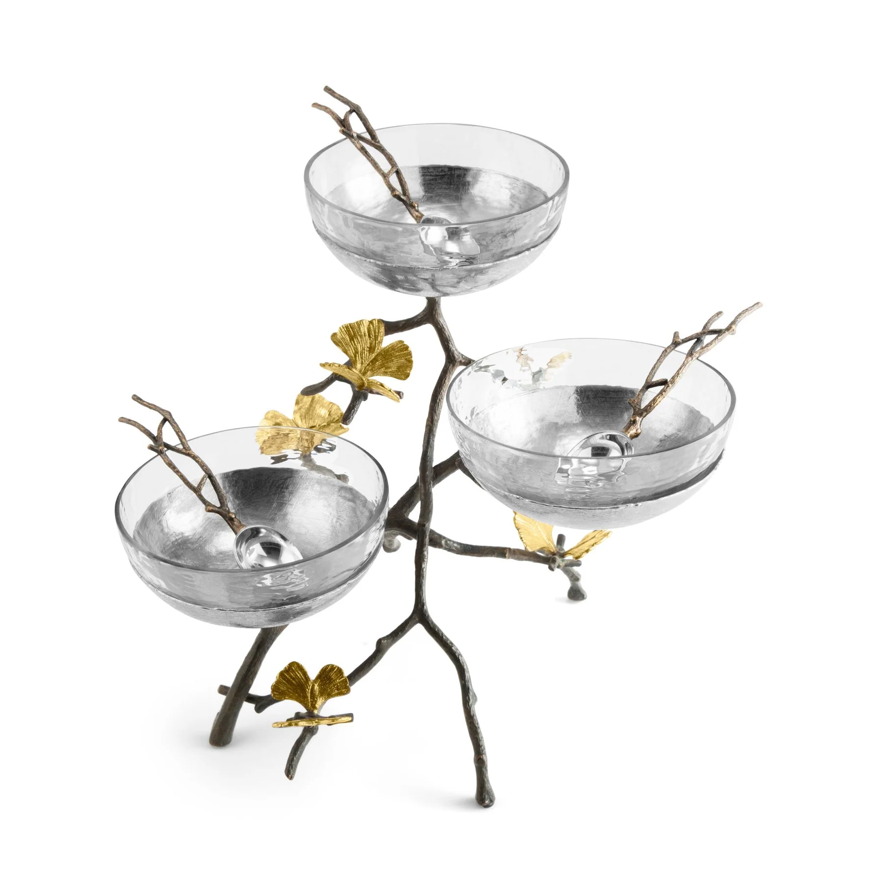 Michael Aram Butterfly Ginkgo Triple Bowl Set w/ Spoons - Image 6