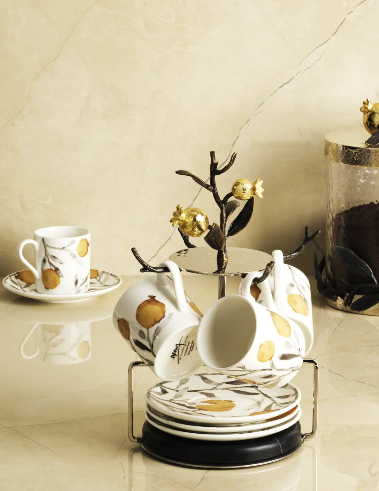 Michael Aram Pomegranate Demitasse Set with Stand - Image 2