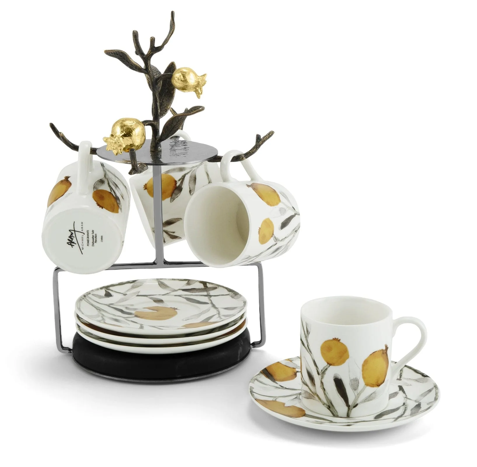 Michael Aram Pomegranate Demitasse Set with Stand - Image 3