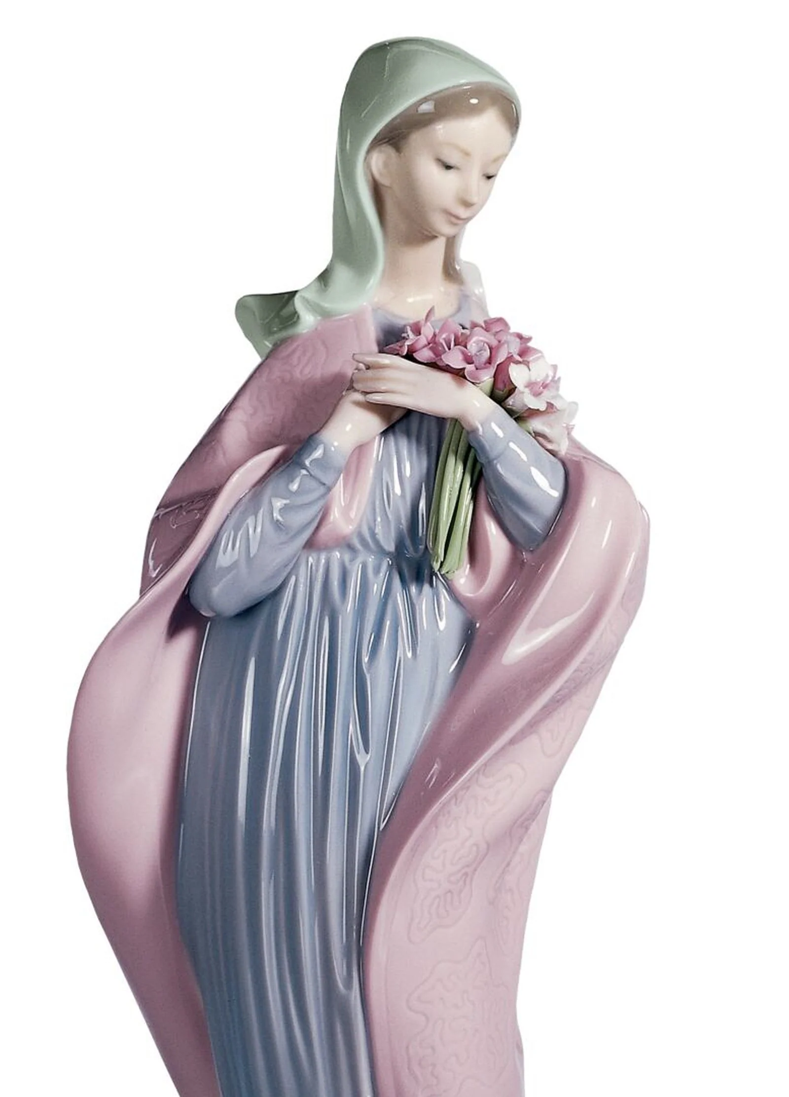 Lladro Our Lady with Flowers Figurine - Image 3
