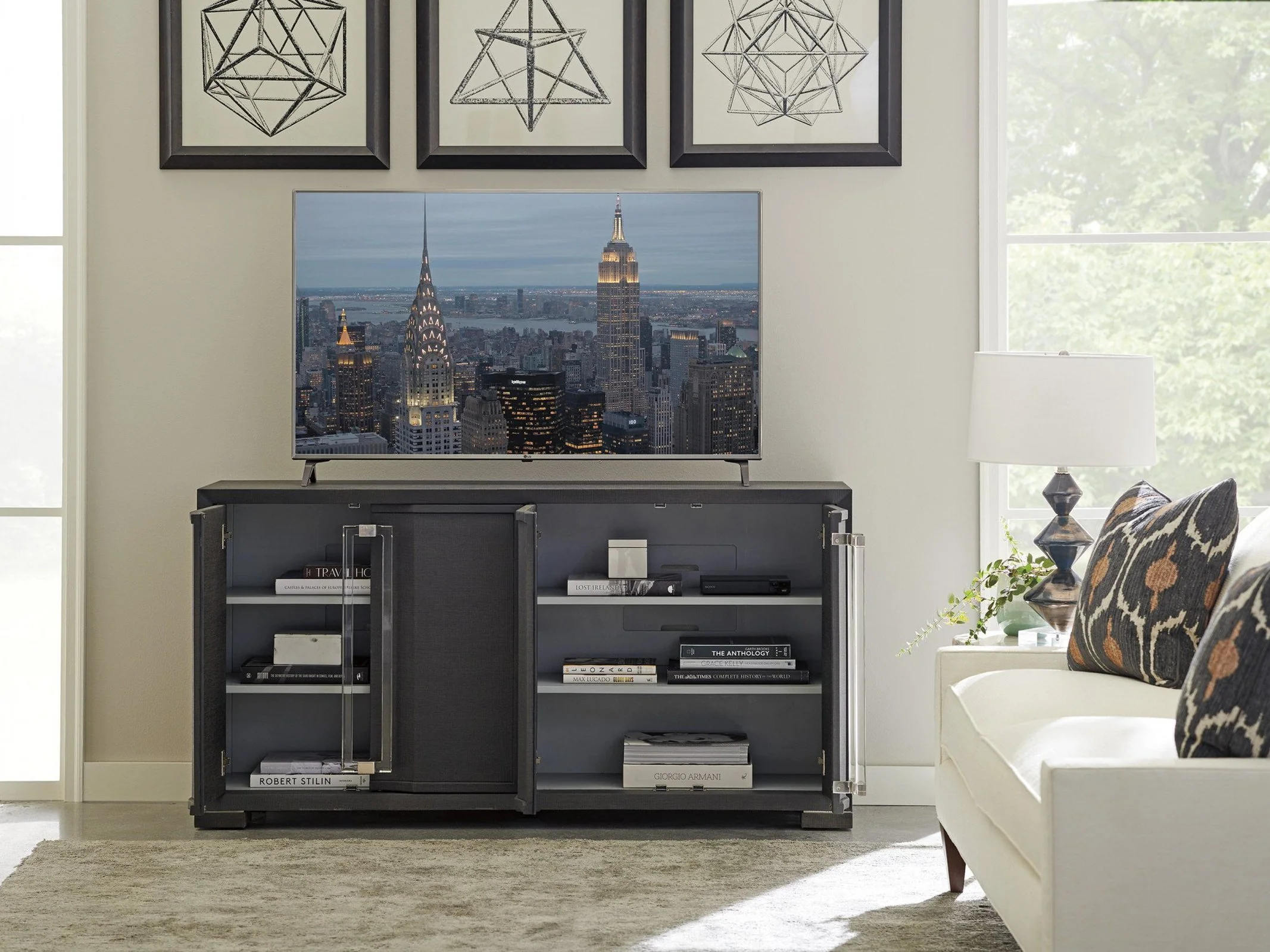 Sligh Studio Designs Anthology Linen Long Media Console - Image 4