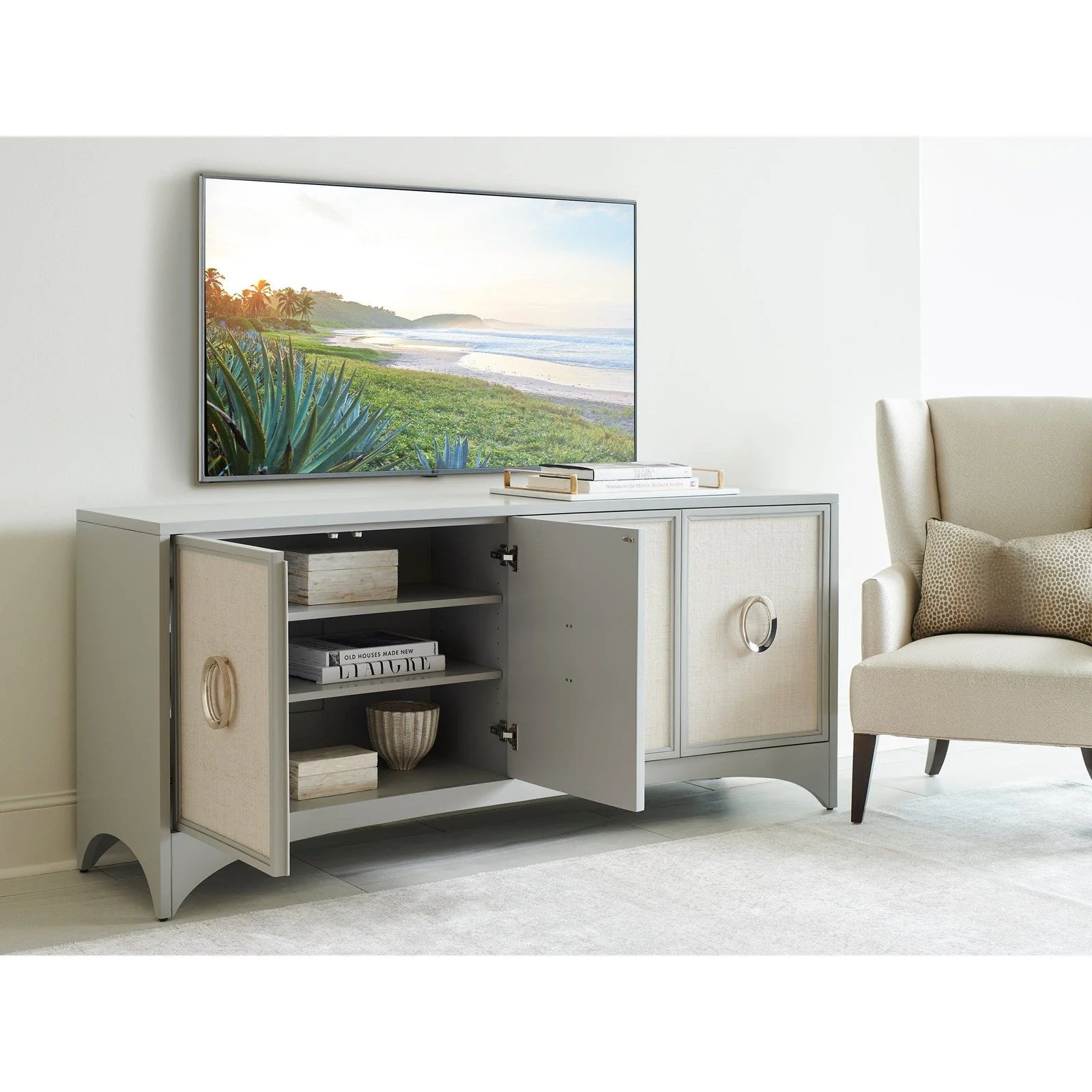 Sligh Studio Designs Newbury Park Raffia Media Console - Image 3