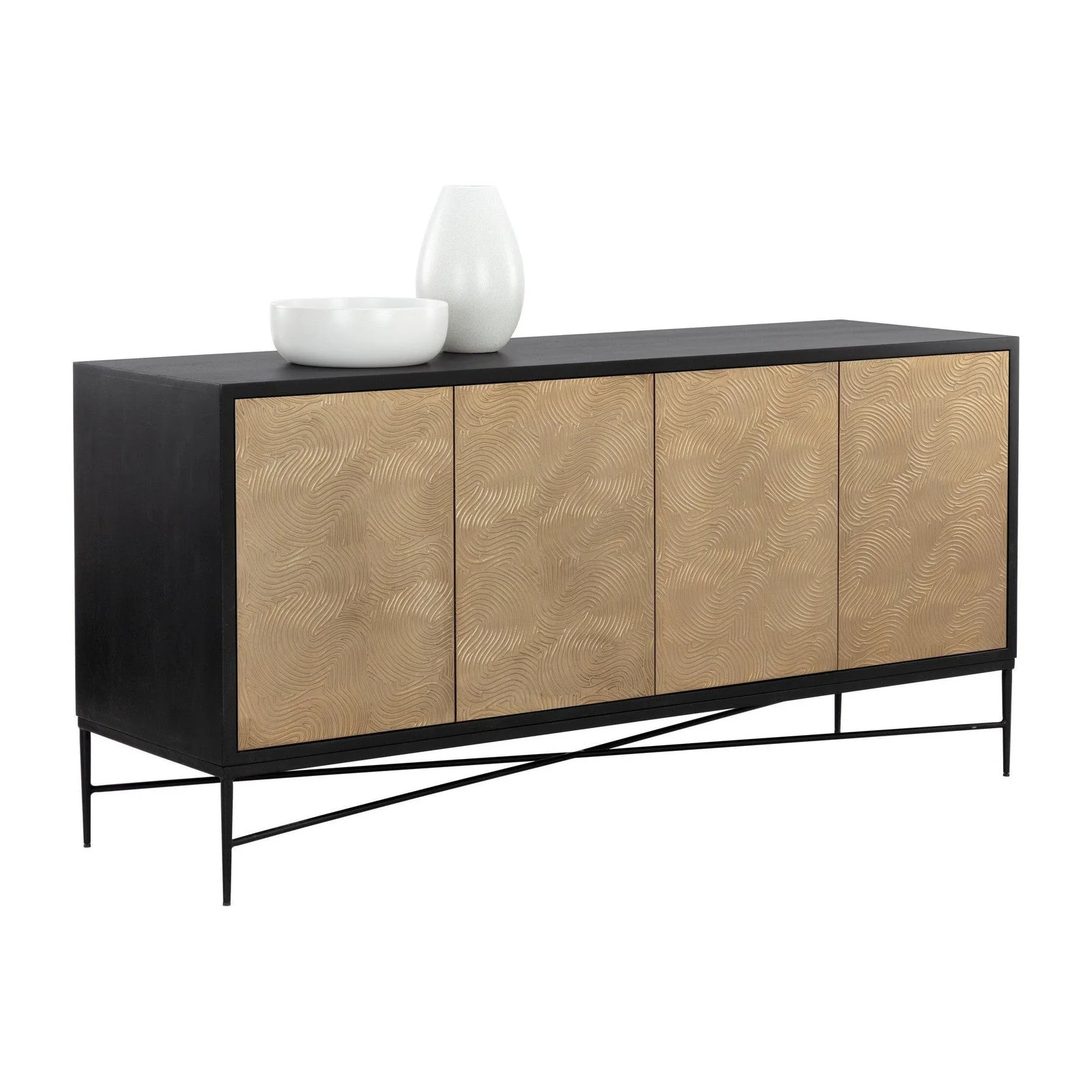 Sunpan Algarve Sideboard - Black / Champagne Gold - Image 2
