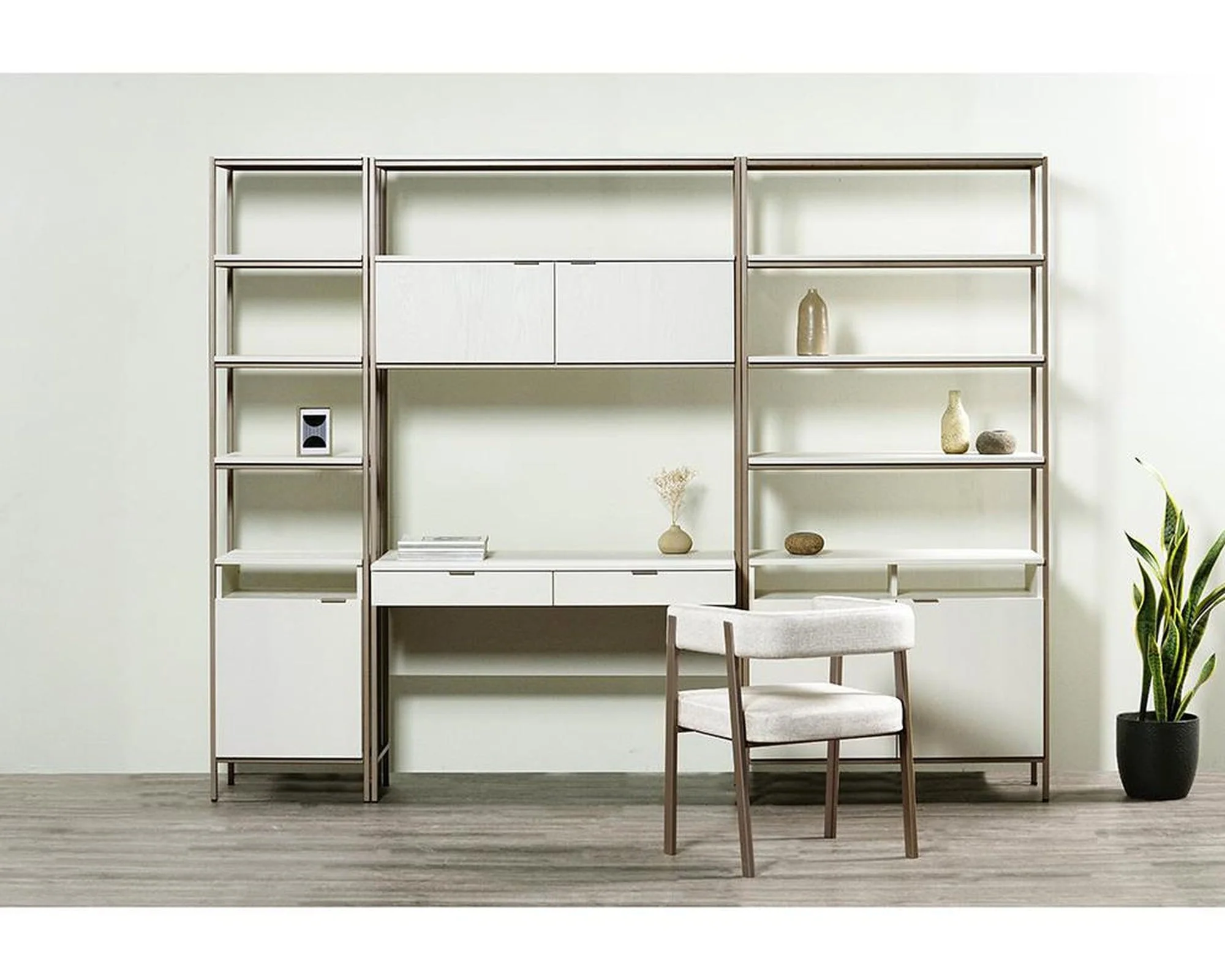 Sunpan Ambrose Modular Bookcase Champagne Gold Cream - Image 6