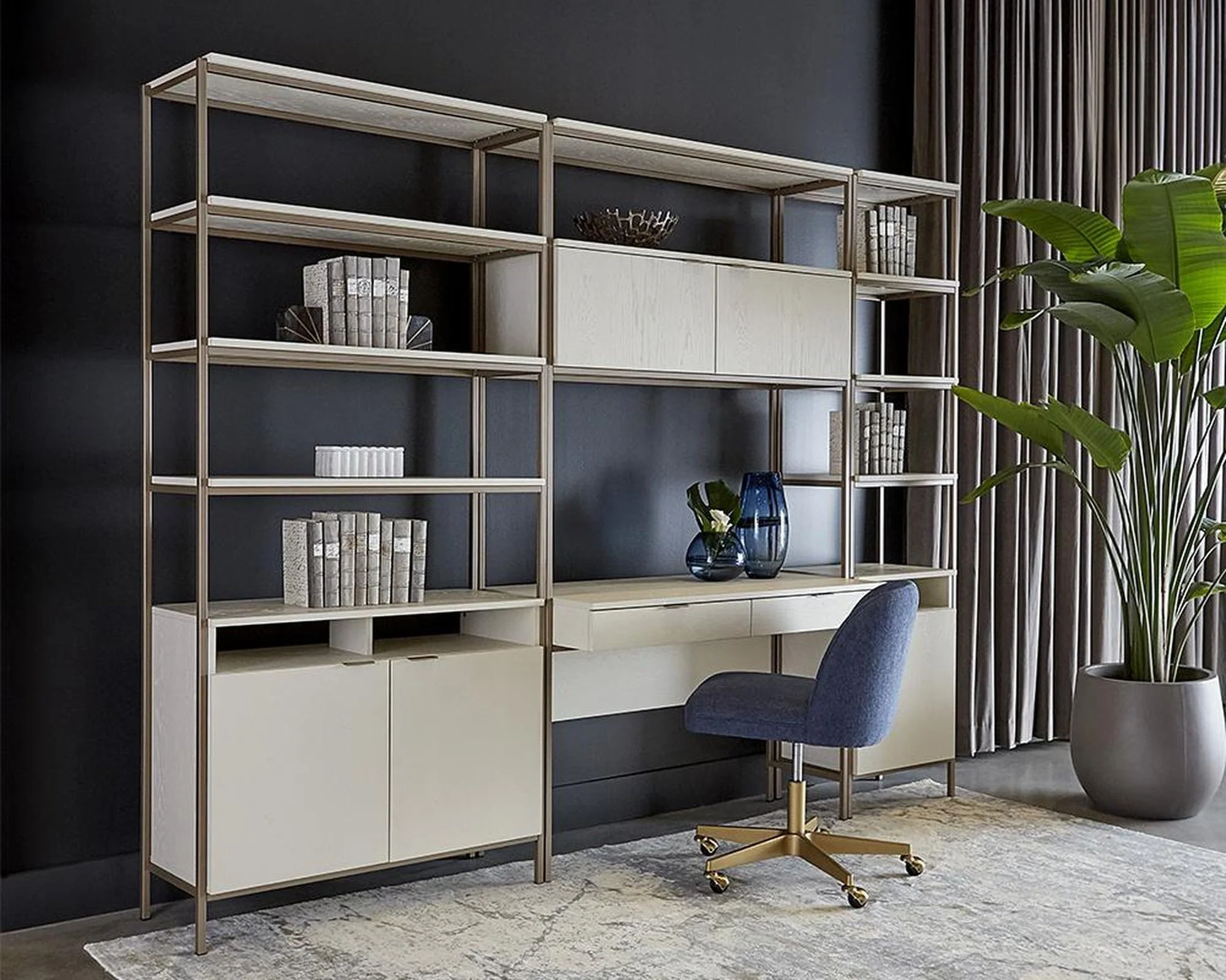 Sunpan Ambrose Modular Bookcase Champagne Gold Cream - Image 7