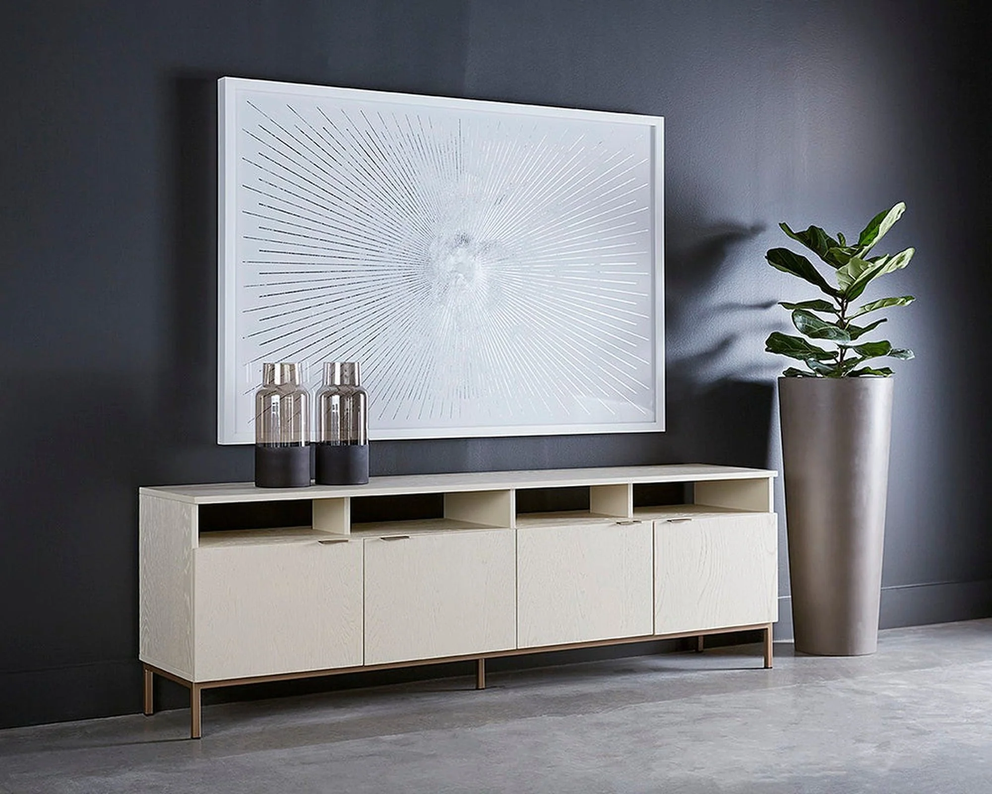 Sunpan Ambrose Modular Media Stand - Champagne Gold/Cream - Image 6