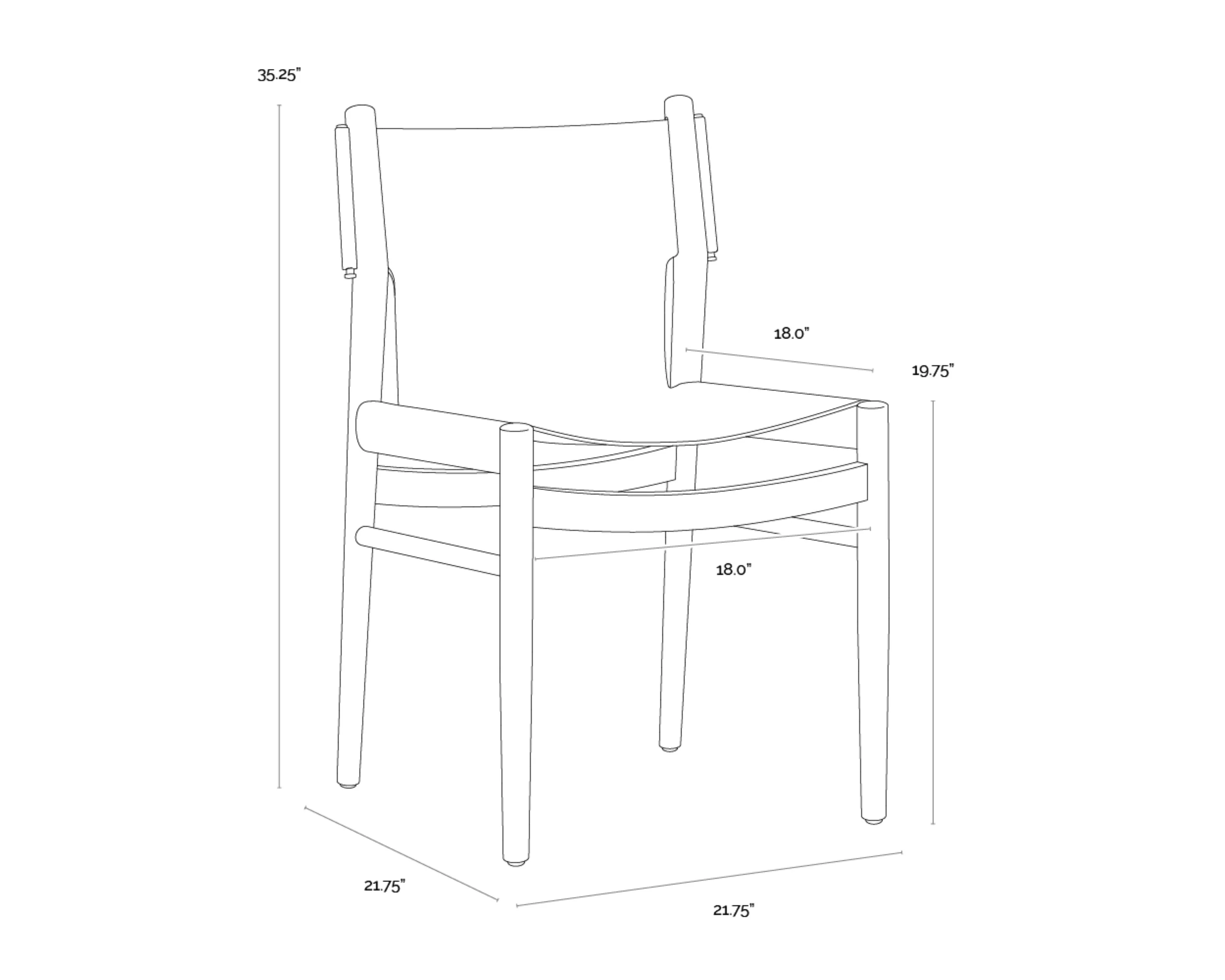 Sunpan Argus Dining Side Chair - Nubuck Caramel Leather - Image 6