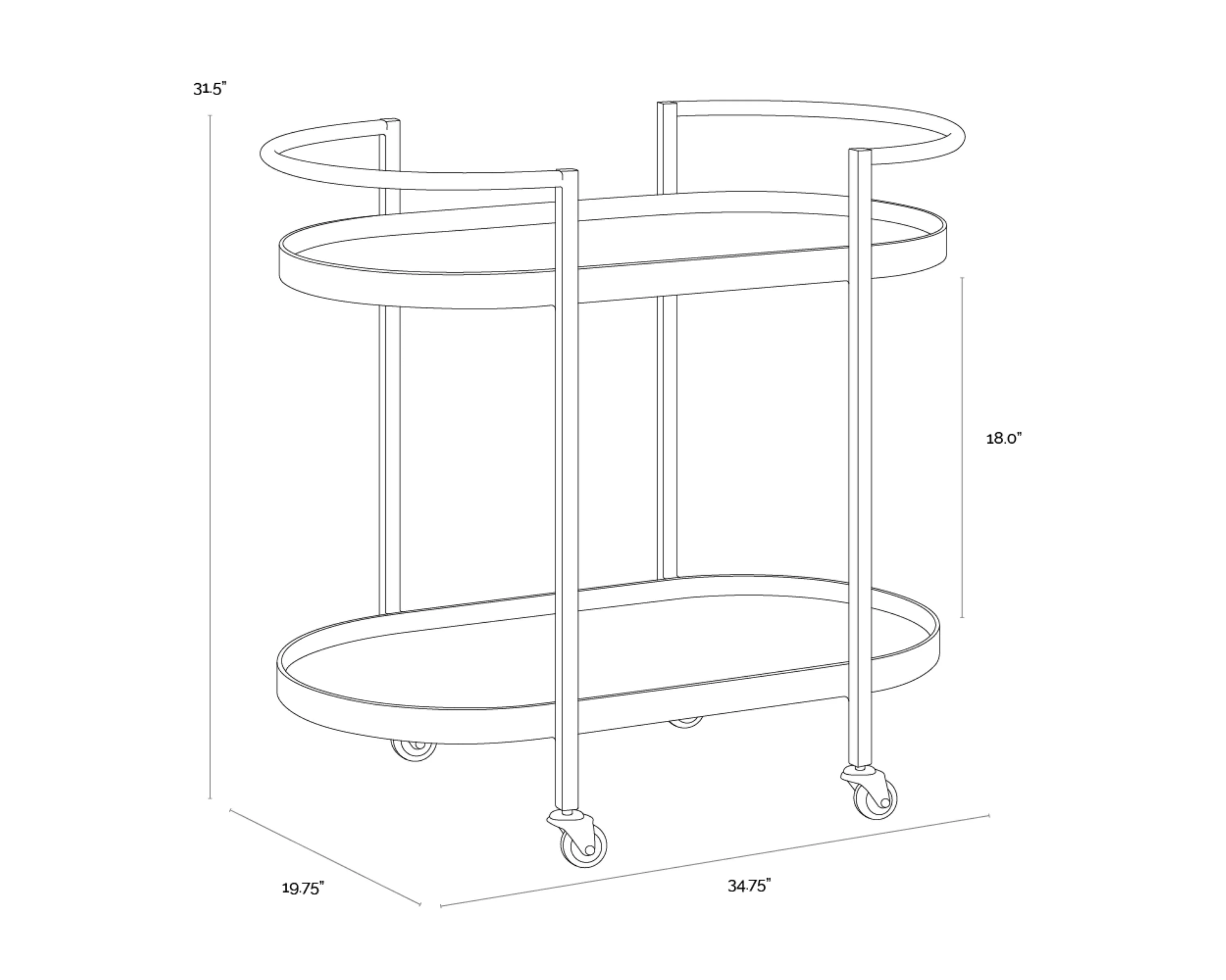 Sunpan Bartlett Bar Cart - Image 6