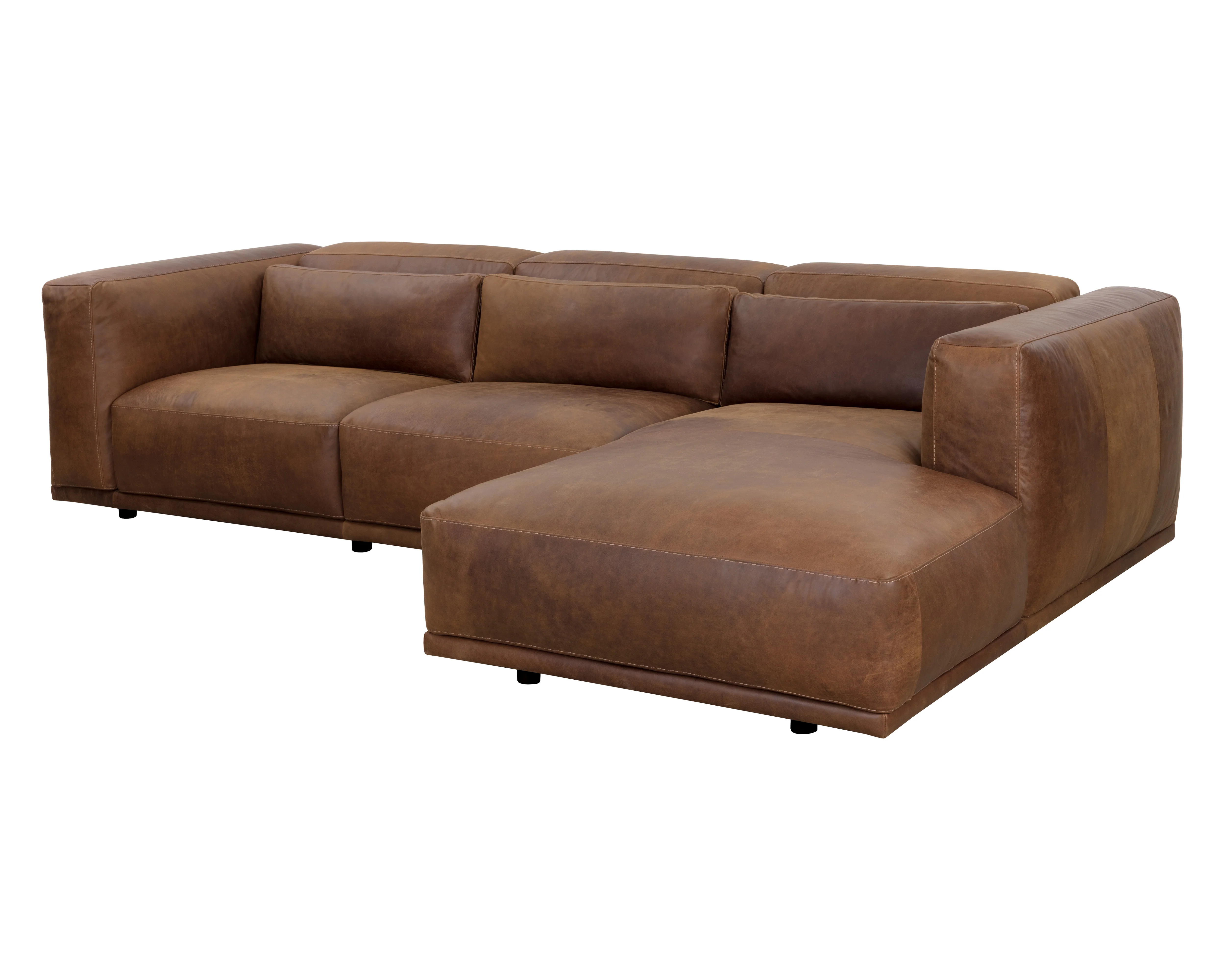 Sunpan Beau Sofa Chaise - Raf - Lucia Tobacco Leather - Image 5