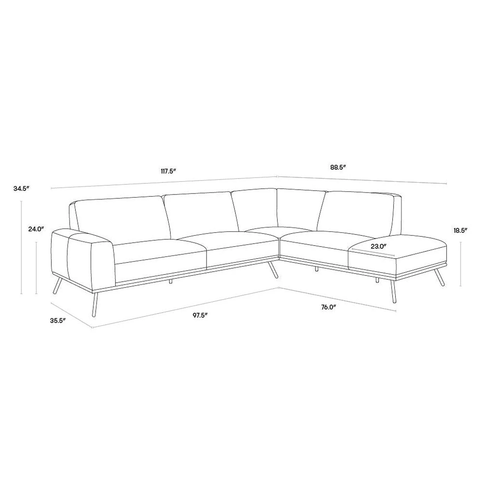 Sunpan Brandi Sofa Chaise - Image 12