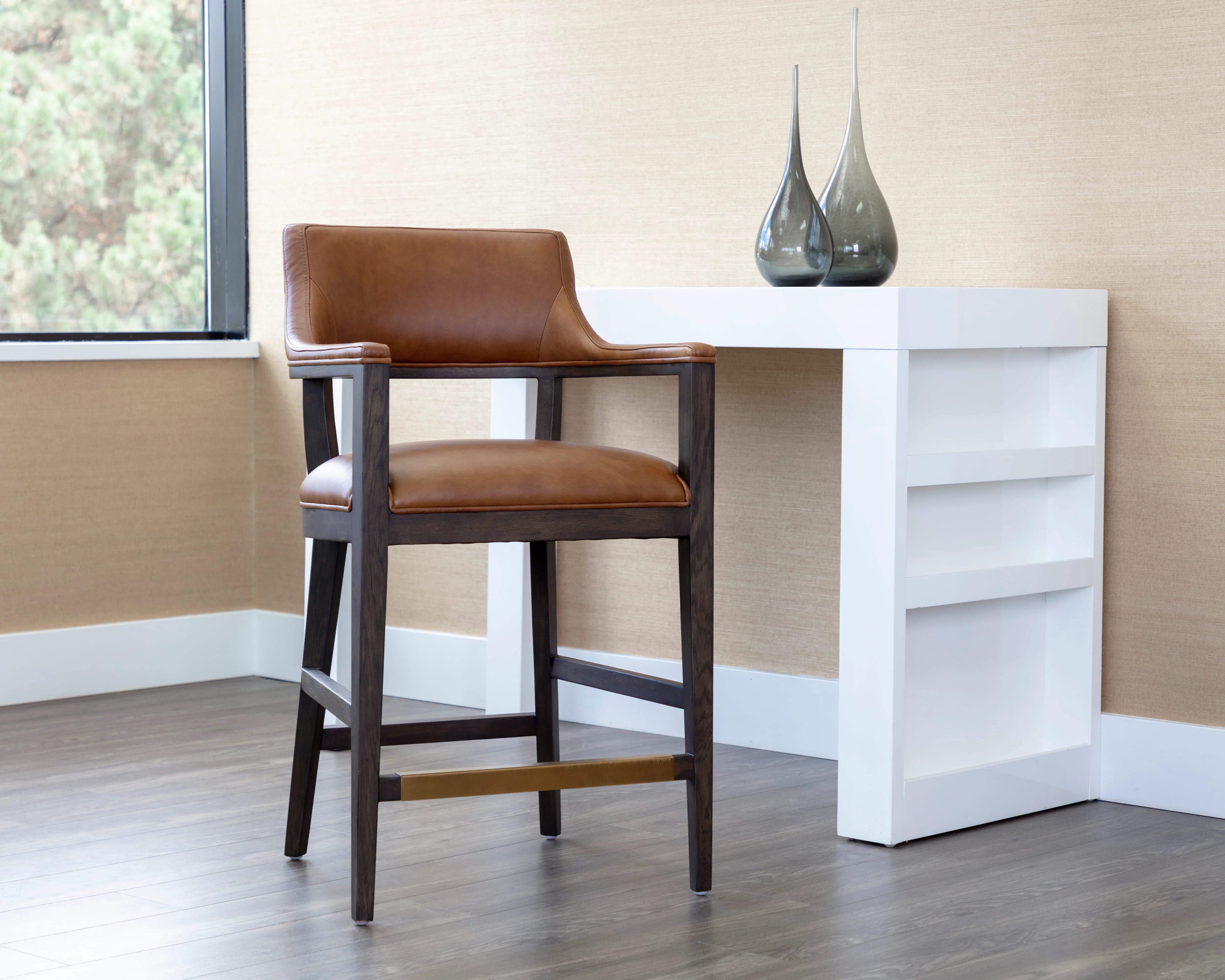 Sunpan Brylea Counter Stool - Brown - Shalimar Tobacco Leather - Image 3