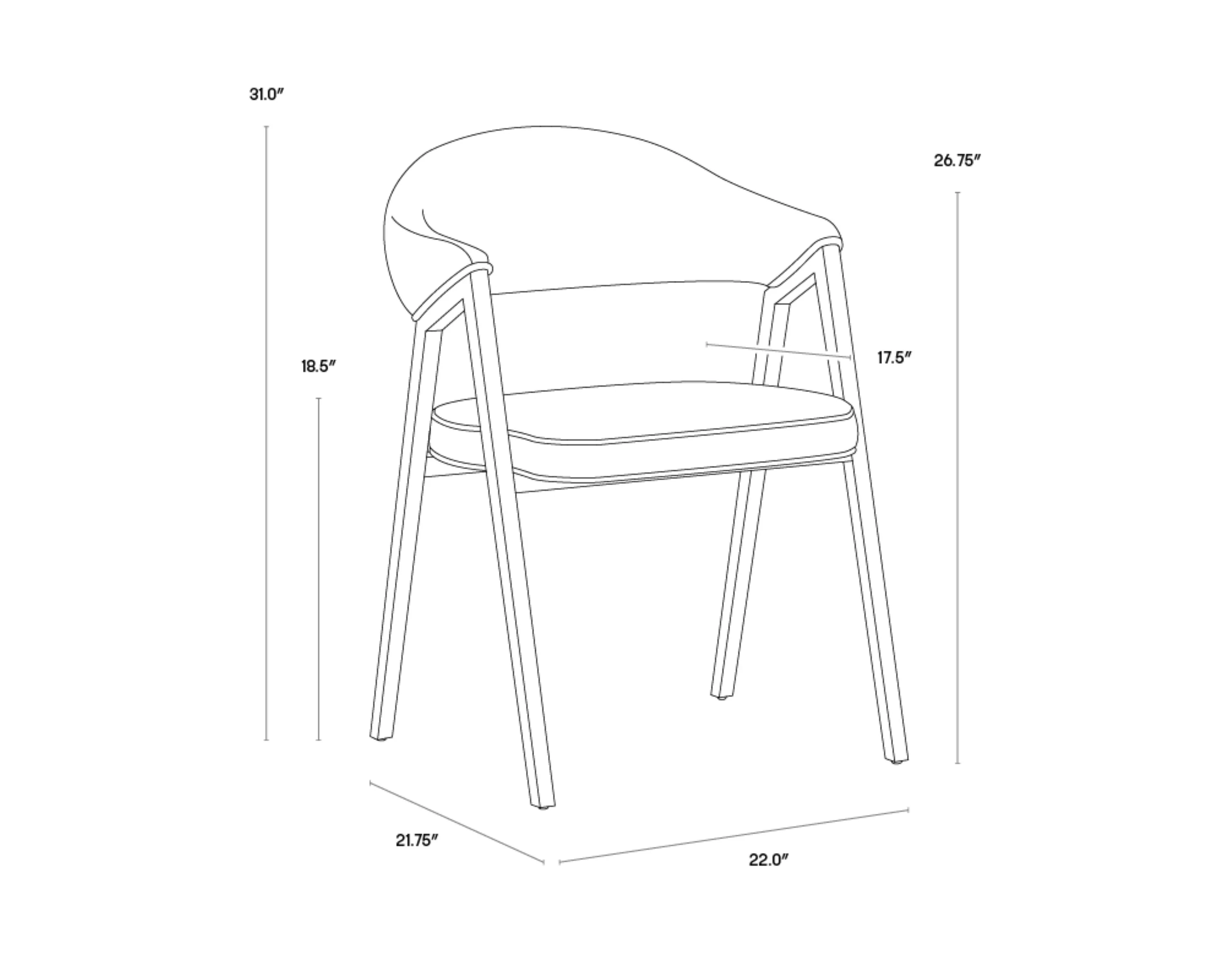 Sunpan Burgos Dining Armchair - Nono Petrol - Image 10