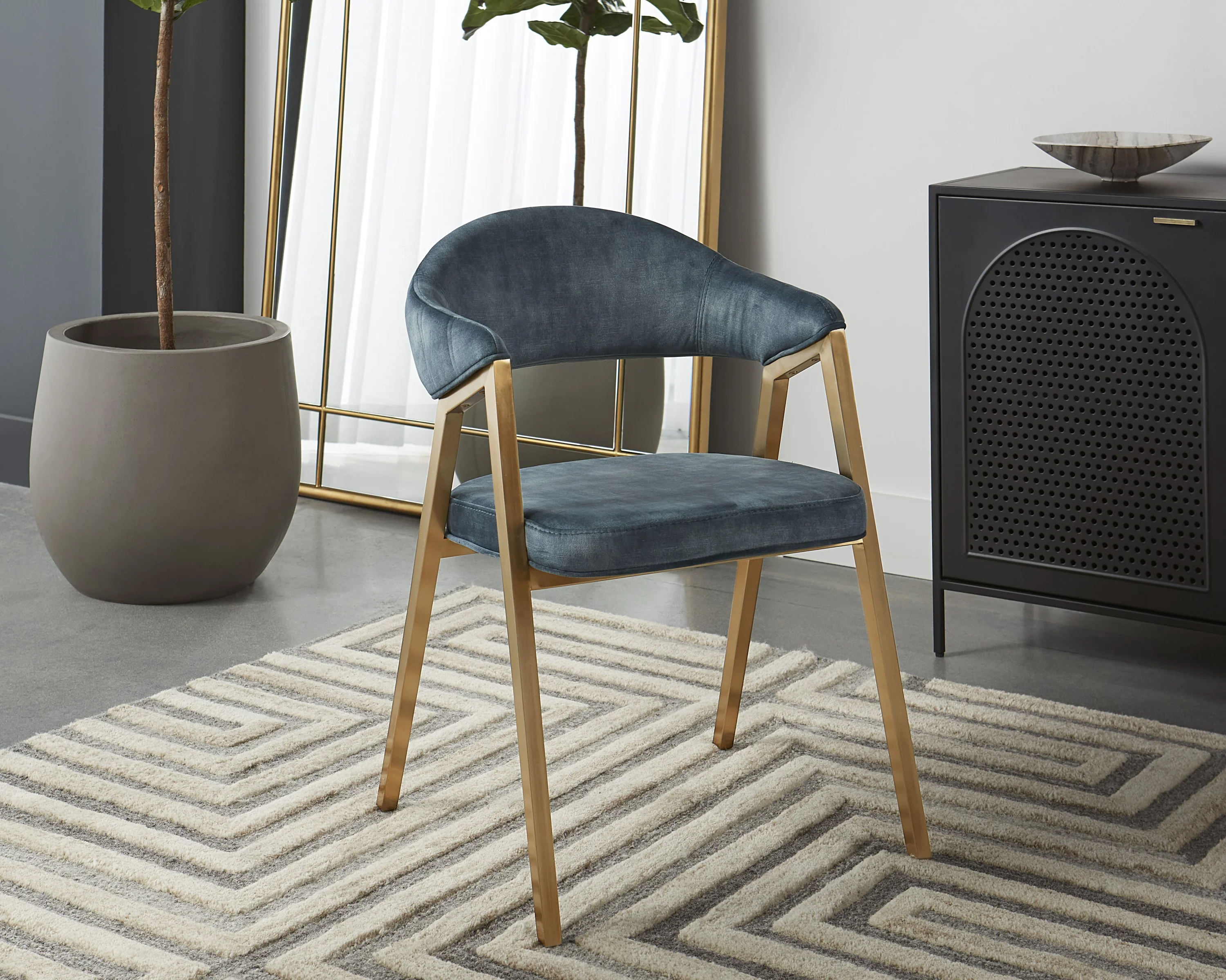 Sunpan Burgos Dining Armchair - Nono Petrol - Image 2
