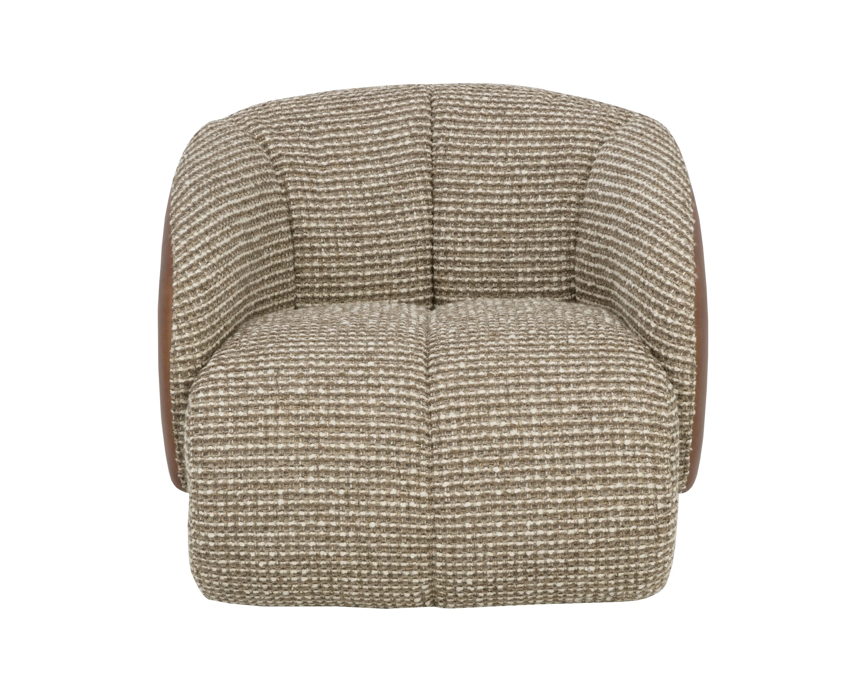 Sunpan Camie Swivel Lounge Chair - Torched Meringue / Cognac Leather - Image 2