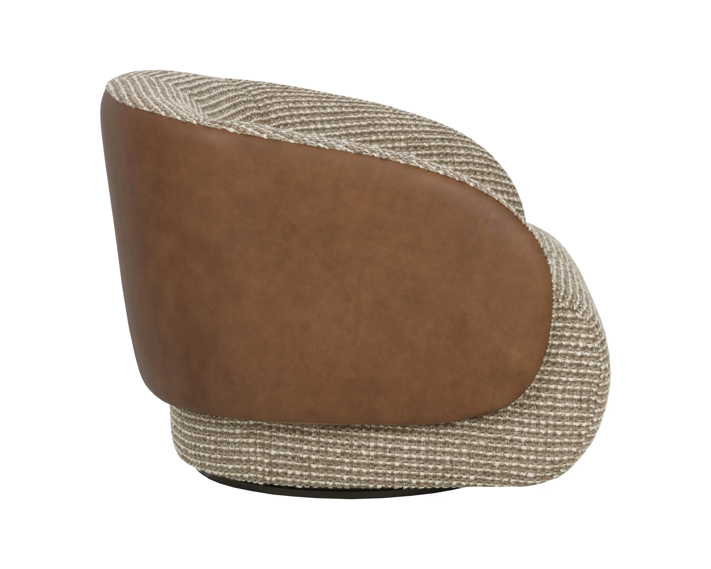 Sunpan Camie Swivel Lounge Chair - Torched Meringue / Cognac Leather - Image 3