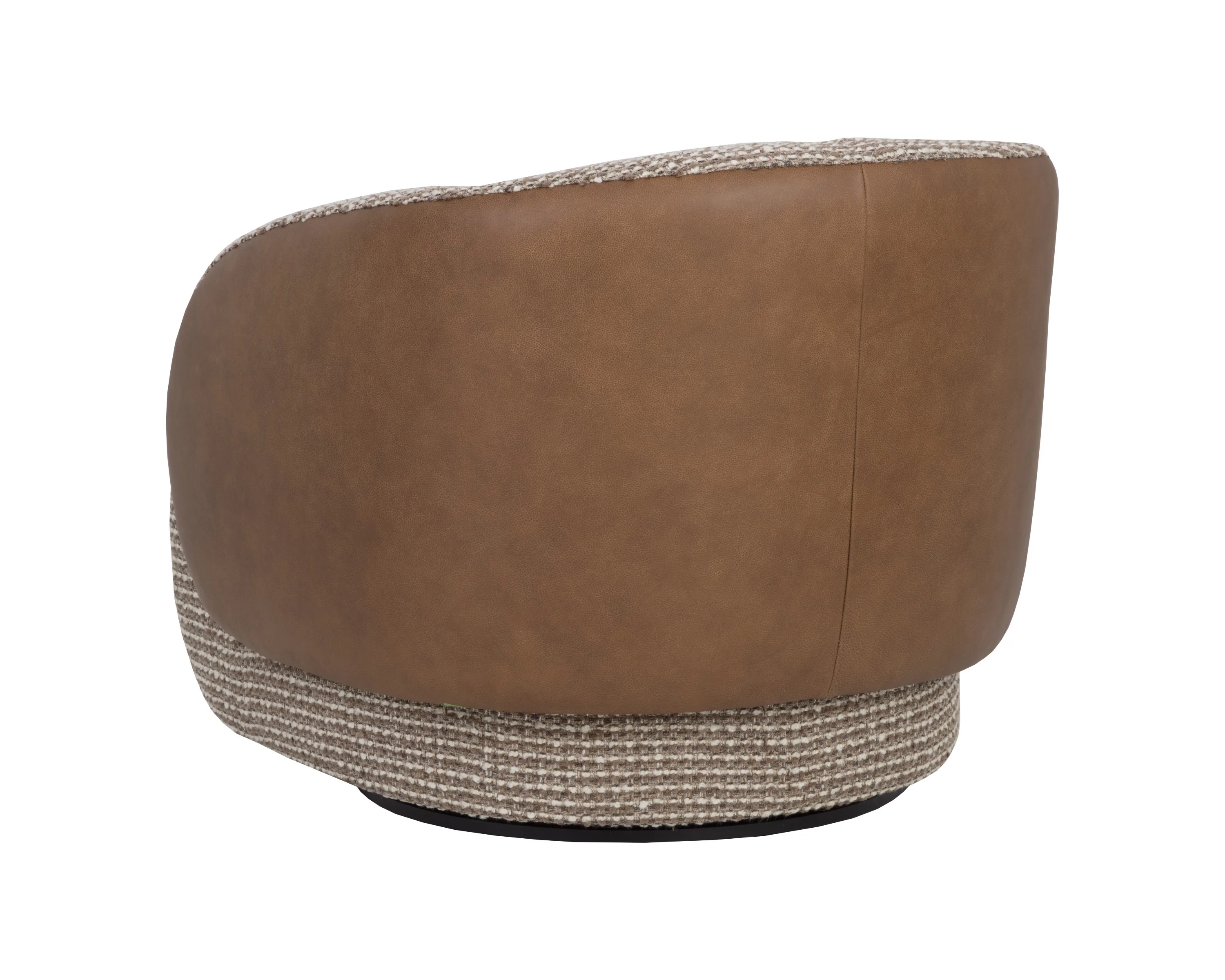 Sunpan Camie Swivel Lounge Chair - Torched Meringue / Cognac Leather - Image 4