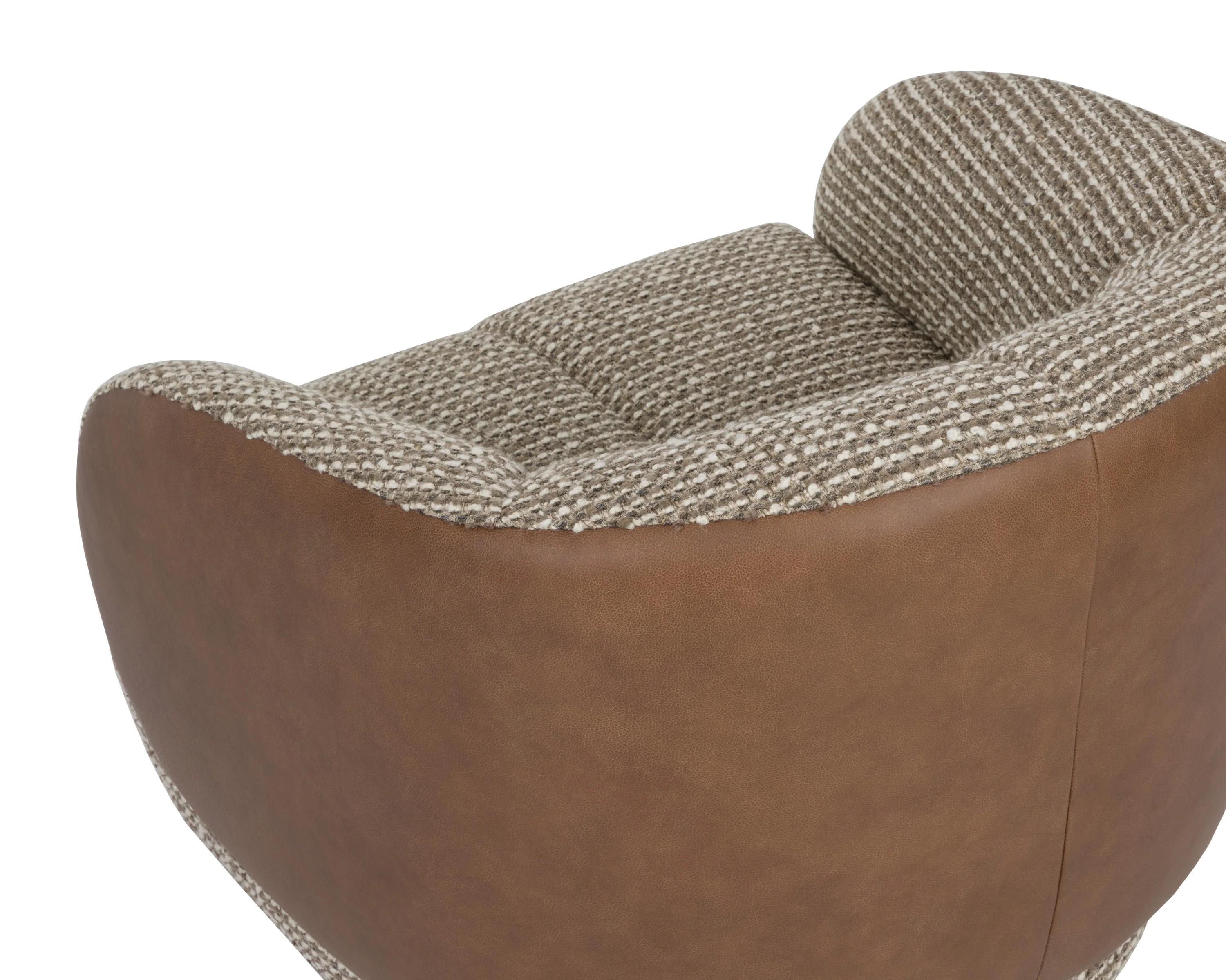 Sunpan Camie Swivel Lounge Chair - Torched Meringue / Cognac Leather - Image 5