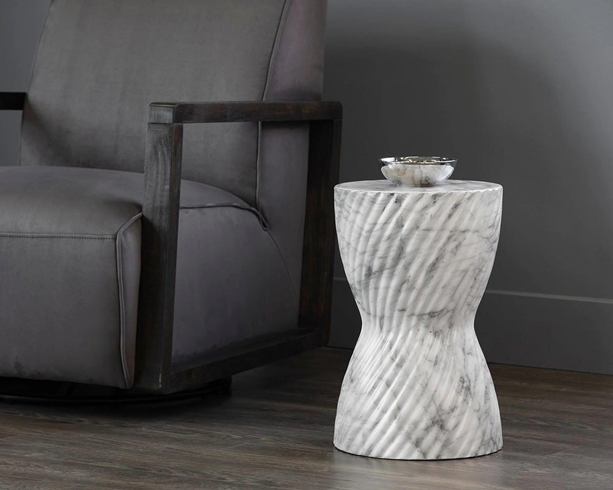 Sunpan Cara End Table Marble Look - Image 10