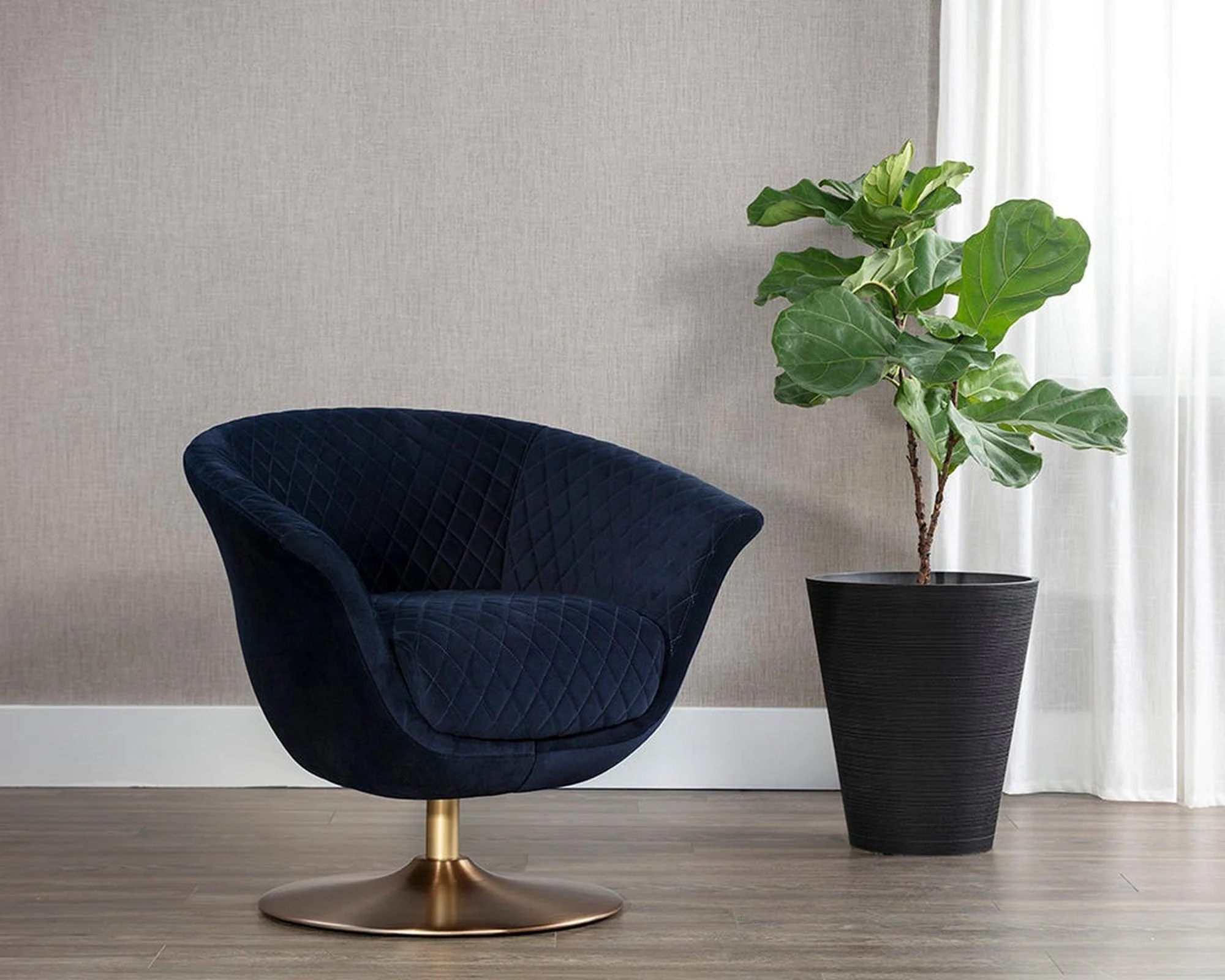 Sunpan Carine Swivel Lounge Chair - Abbington Navy - Image 8