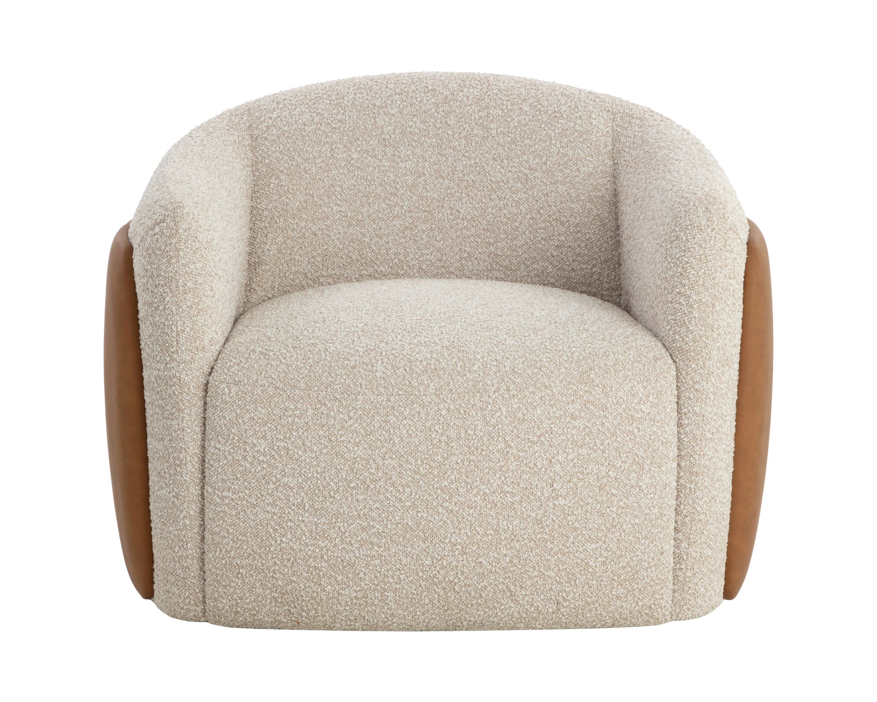 Sunpan Caris Swivel Lounge Chair - Santa Cruz Oatmeal / Milliken Cognac - Image 3