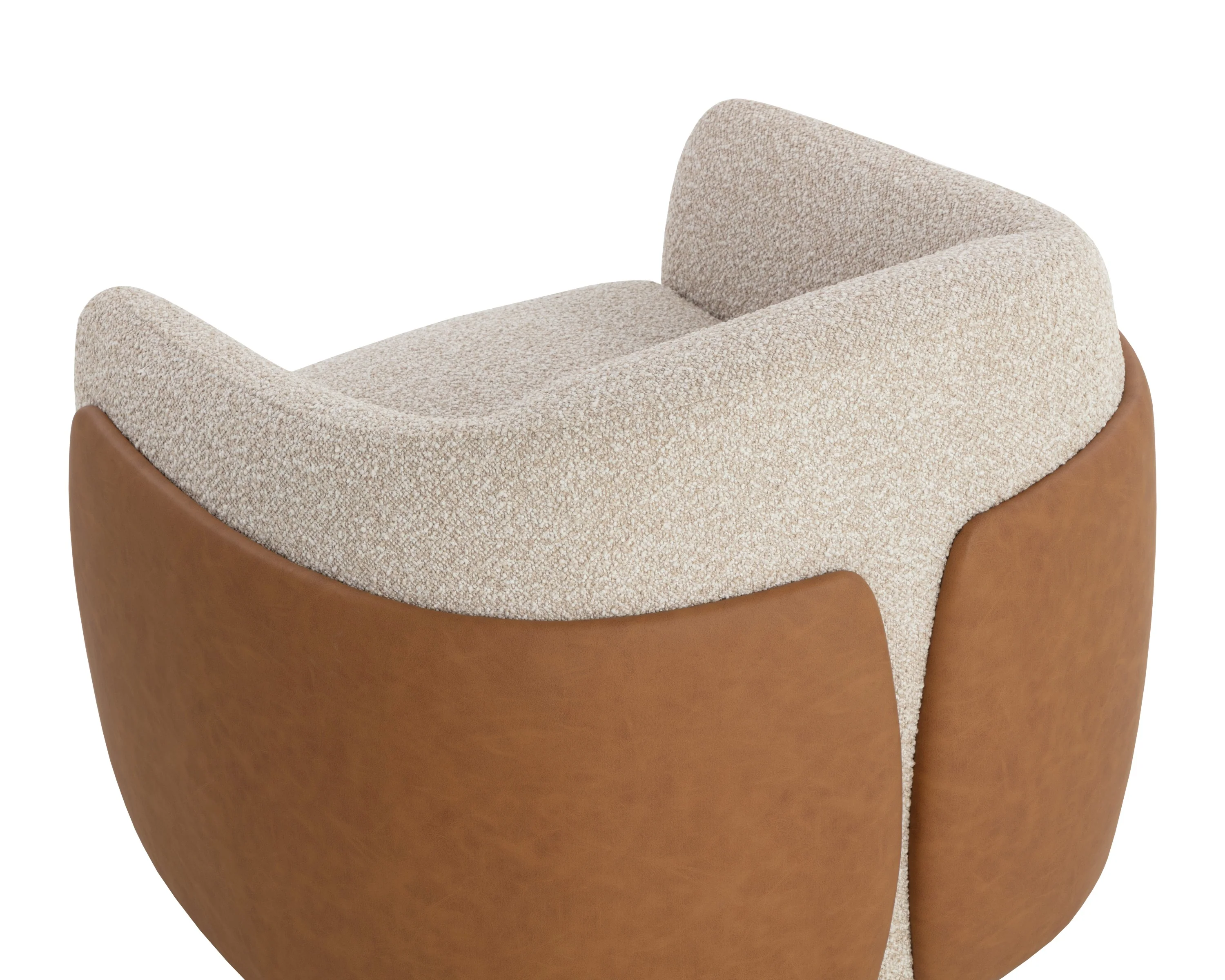 Sunpan Caris Swivel Lounge Chair - Santa Cruz Oatmeal / Milliken Cognac - Image 6