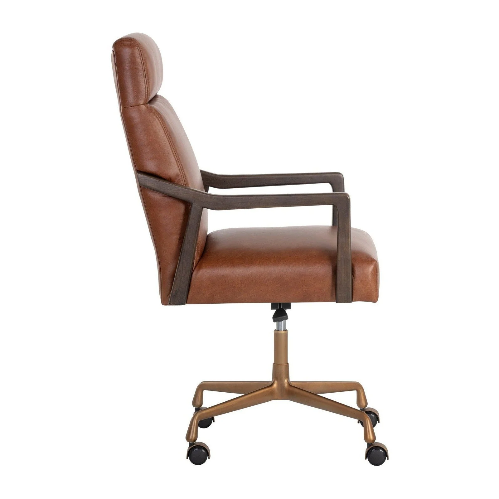 Sunpan Collin Office Chair - Brown - Shalimar Tobacco Leather - Image 4