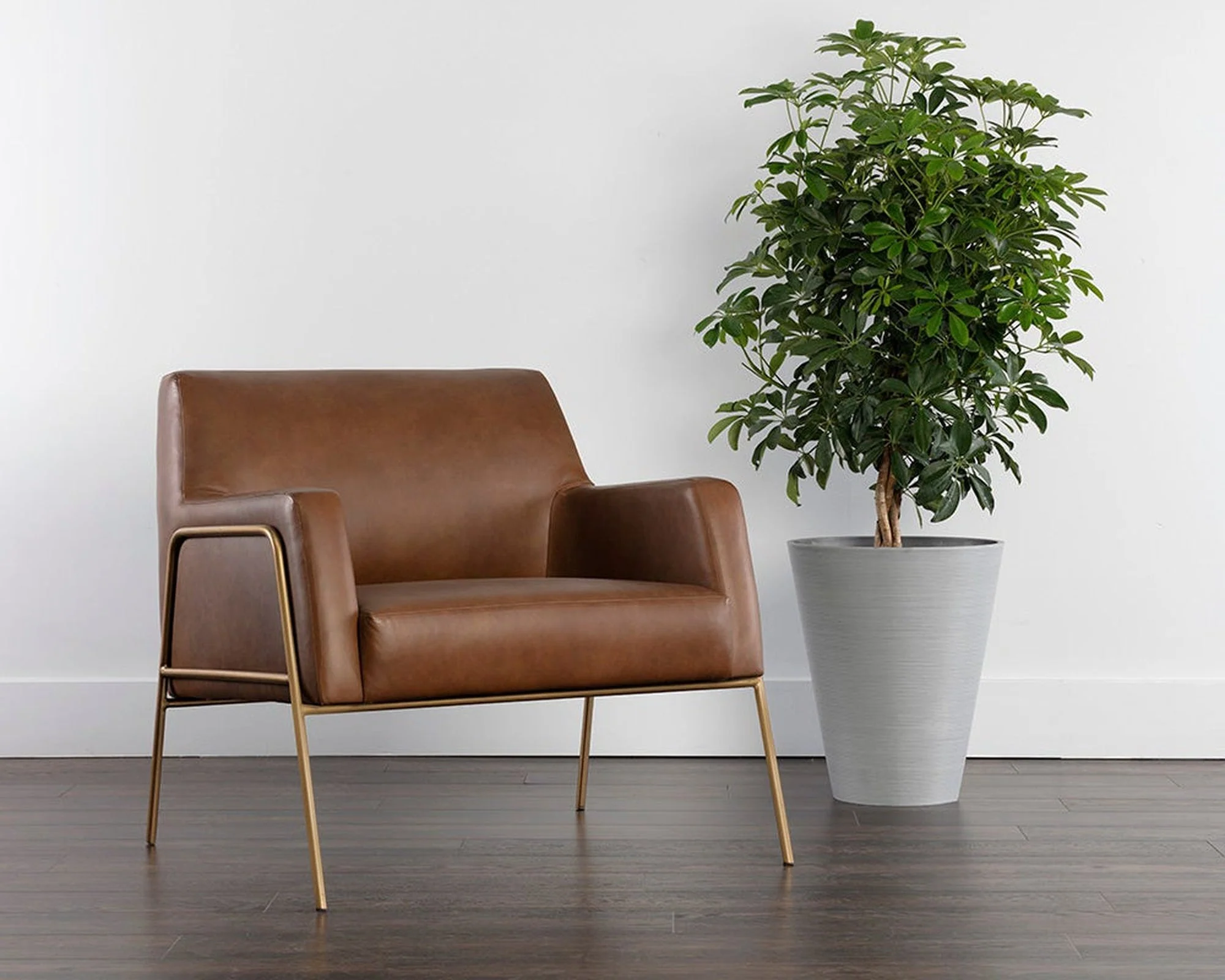 Sunpan Cybil Lounge Chair - Vintage Caramel Leather Clearance - Image 8