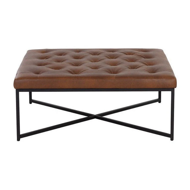 Sunpan Endall Ottoman - Black - Bravo Cognac Clearance - Image 3