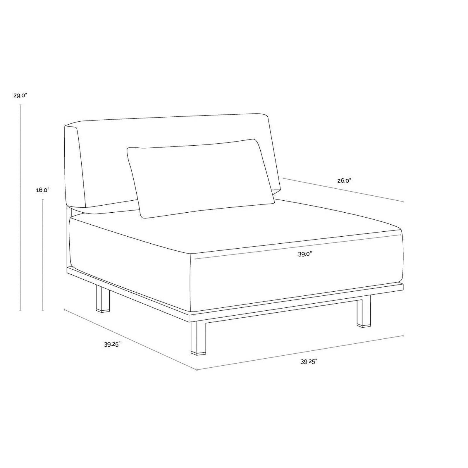 Sunpan Geneve Modular Armless Chair Clearance - Image 12