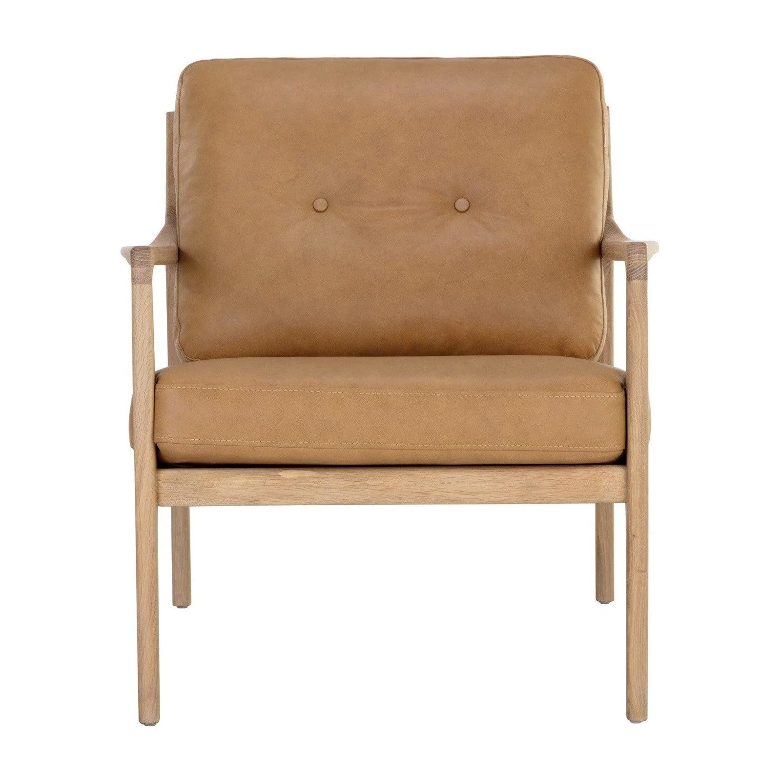 Sunpan Gilmore Lounge Chair - Light Oak - Sahara Camel Leather Clearance - Image 3
