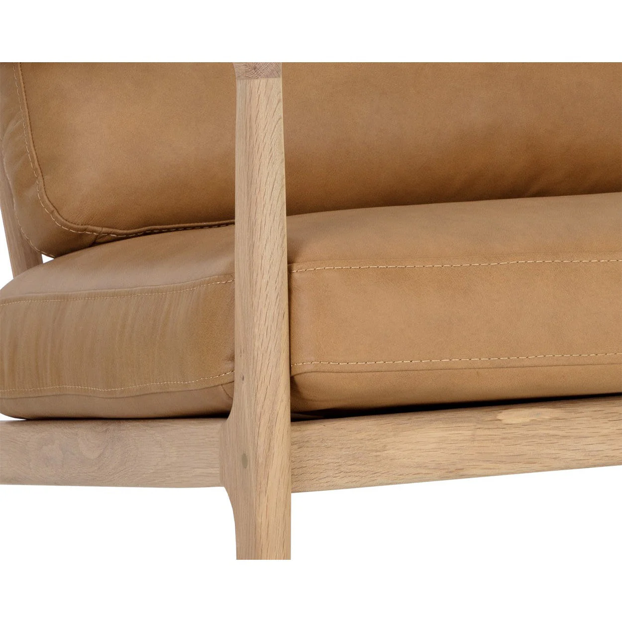 Sunpan Gilmore Lounge Chair - Light Oak - Sahara Camel Leather Clearance - Image 4