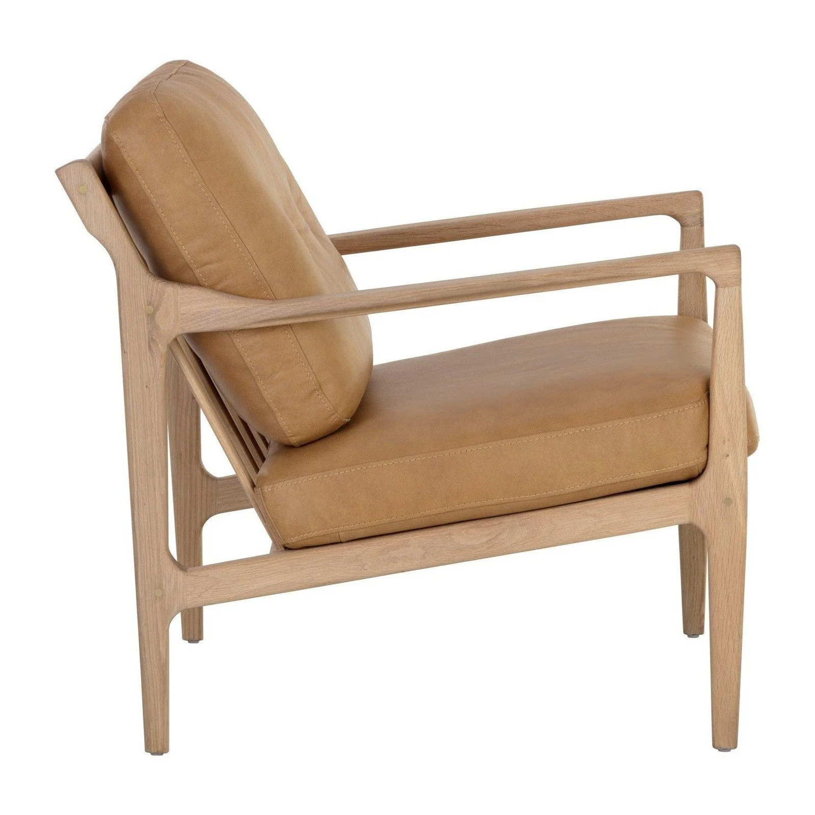 Sunpan Gilmore Lounge Chair - Light Oak - Sahara Camel Leather Clearance - Image 7