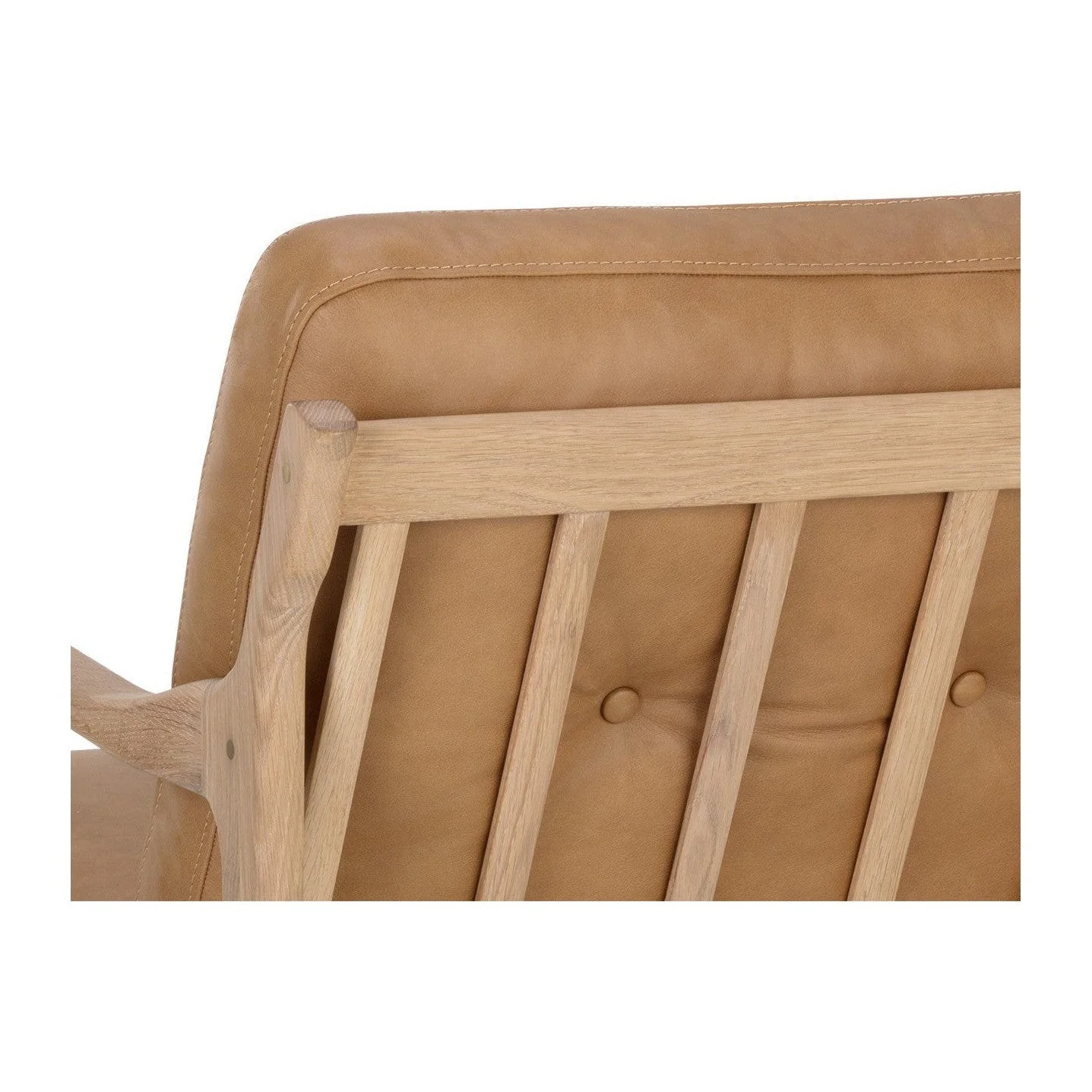 Sunpan Gilmore Lounge Chair - Light Oak - Sahara Camel Leather Clearance - Image 8